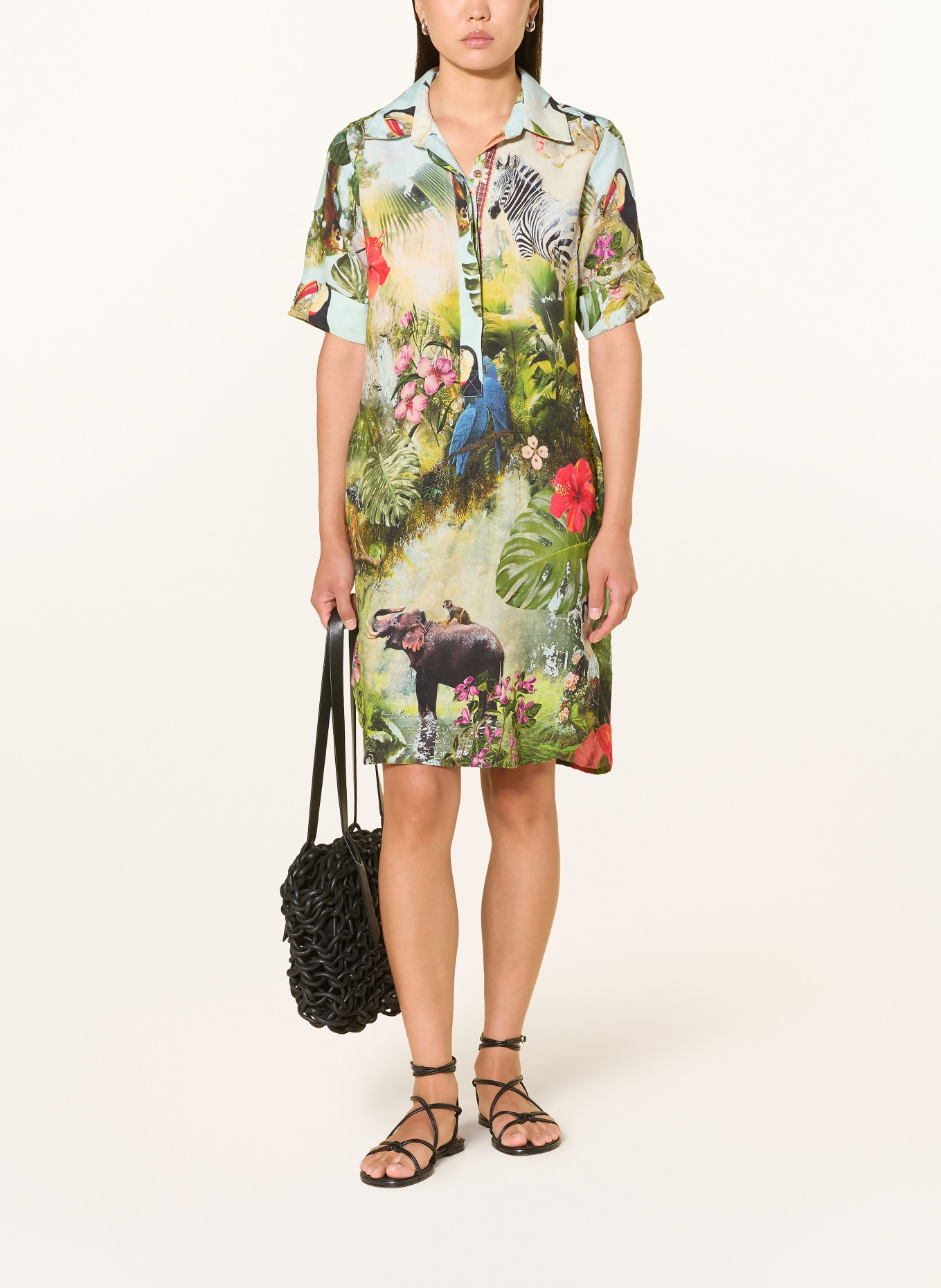 ANGOOR Robe en lin DOROTHEE: BLEU CLAIR / VERT / BEIGE