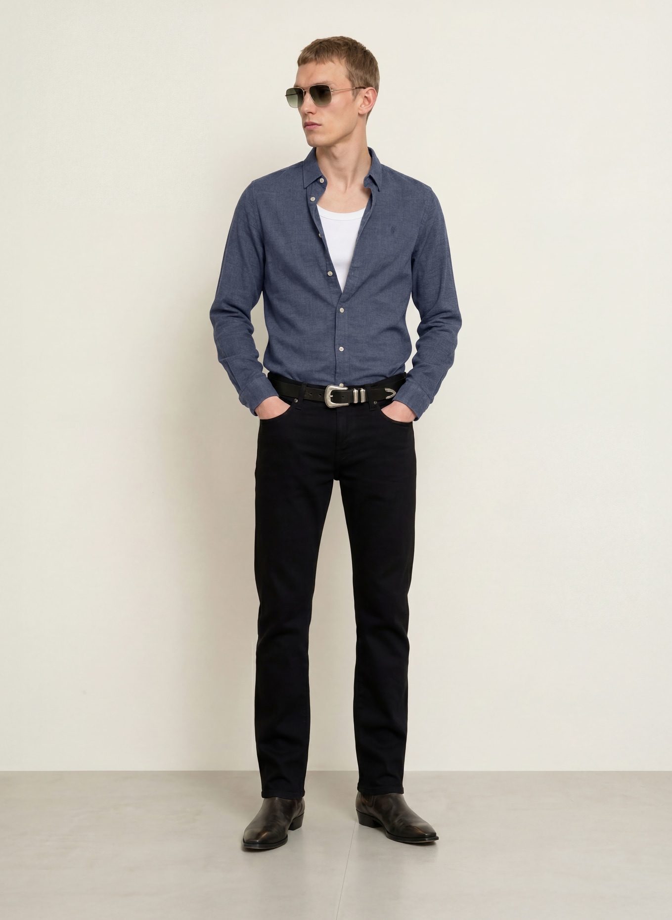ALLSAINTS Corduroy overhemd LORELLA Slim Fit: DONKERBLAUW