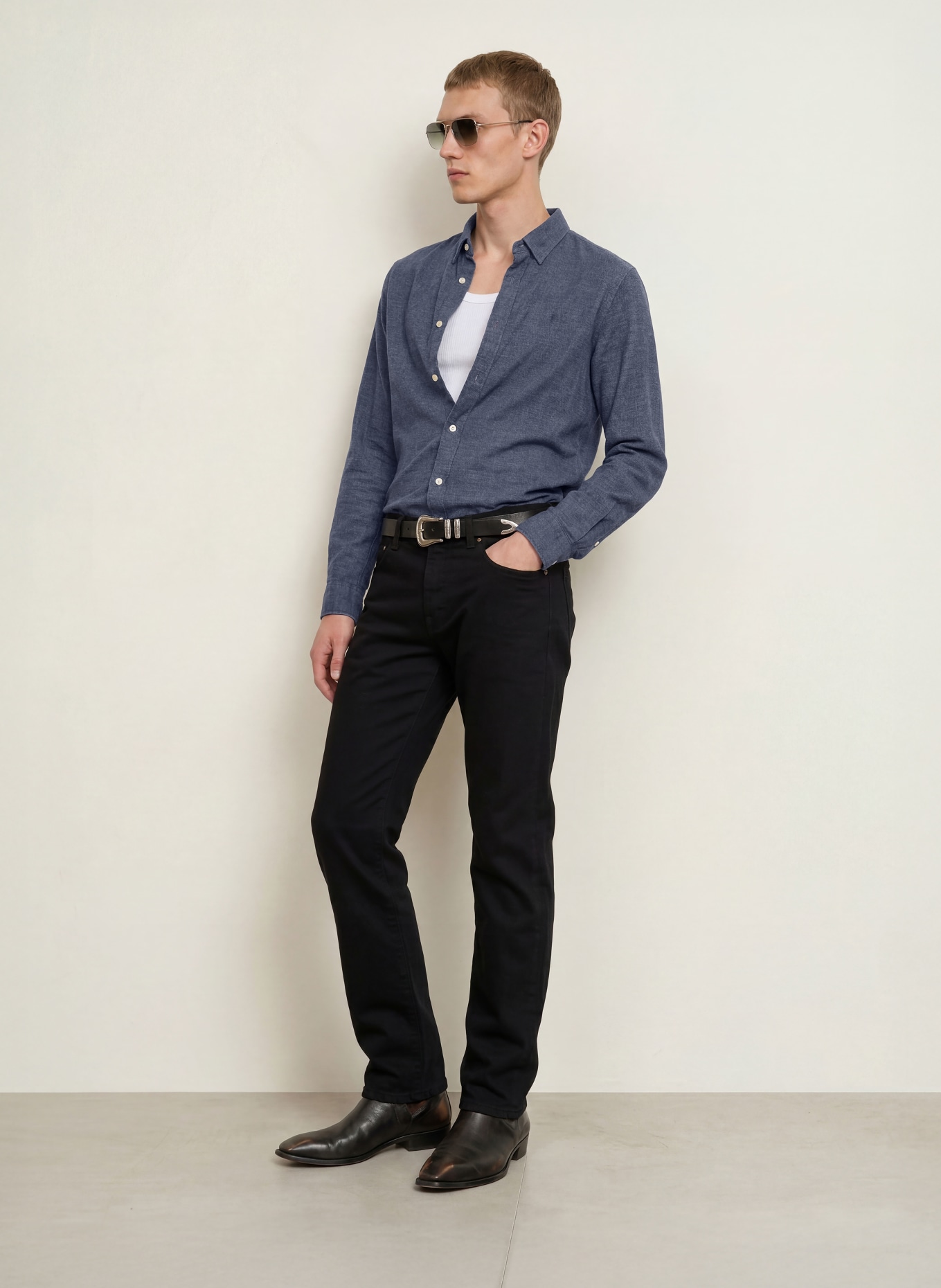 ALLSAINTS Corduroy overhemd LORELLA Slim Fit: DONKERBLAUW