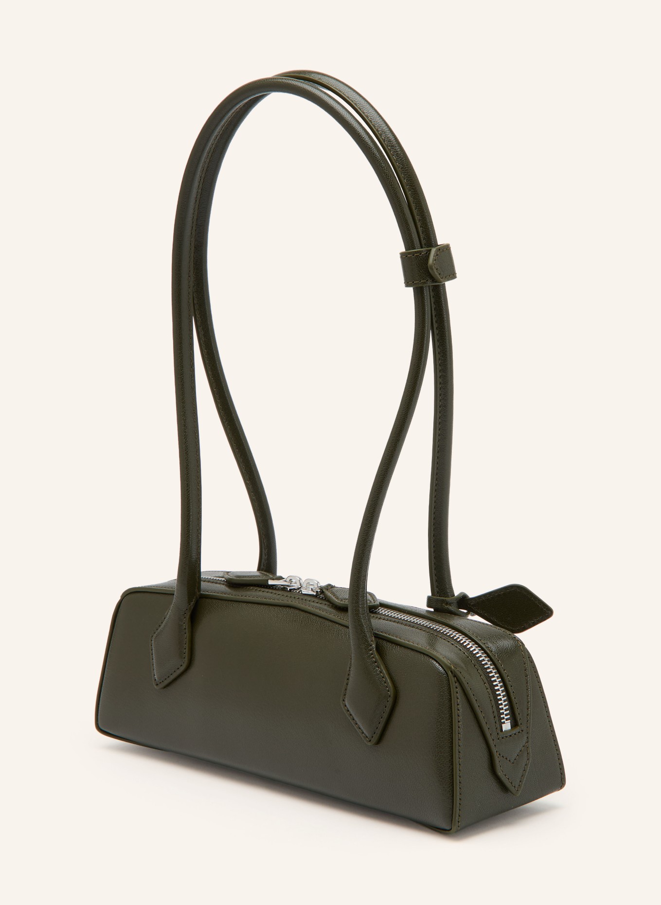 ALAÏA Schultertasche LE TECKEL SMALL: OLIV / SILBER