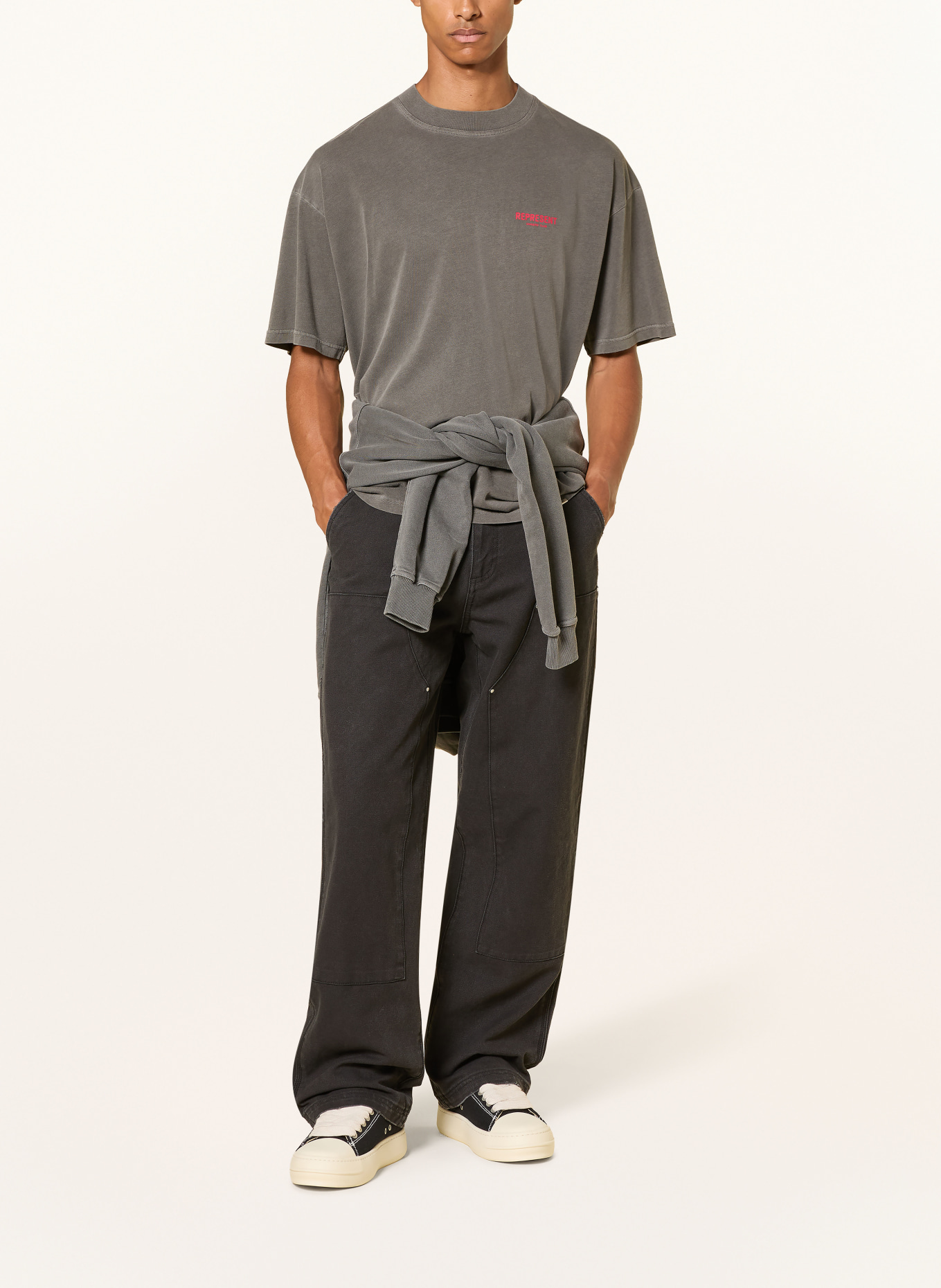 REPRESENT T-shirt: GRIJS / ROOD