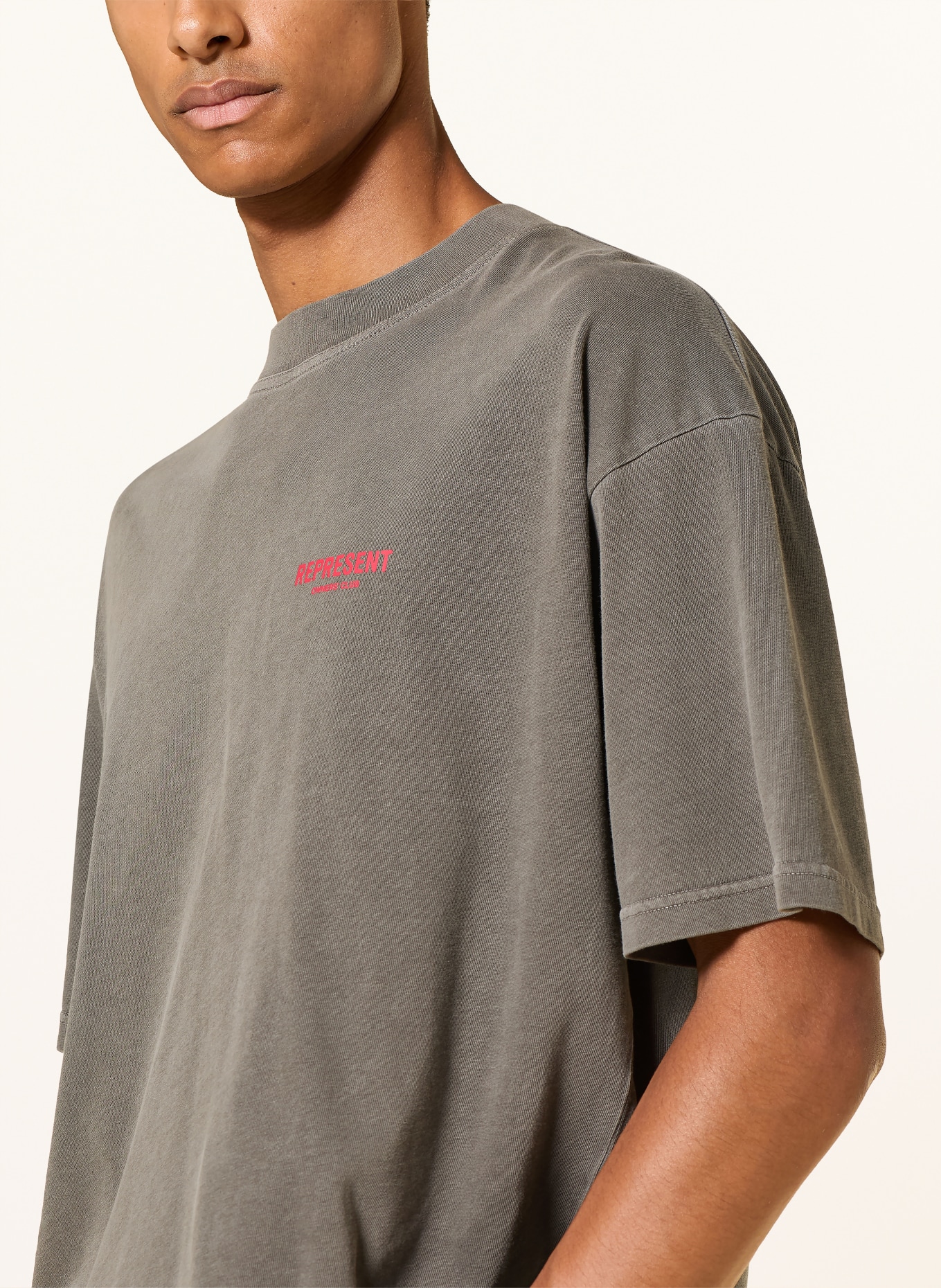 REPRESENT T-shirt: GRIJS / ROOD