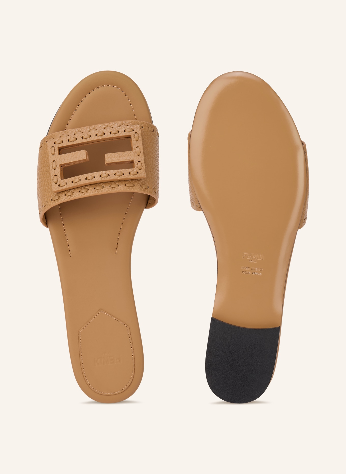 FENDI Pantoletten: HELLBRAUN