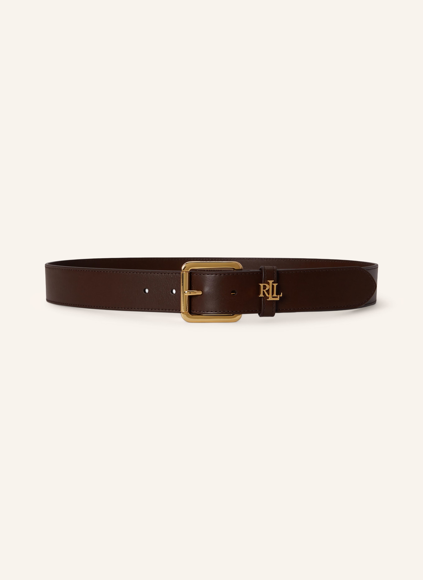 LAUREN RALPH LAUREN Ledergürtel: DUNKELBRAUN / GOLD