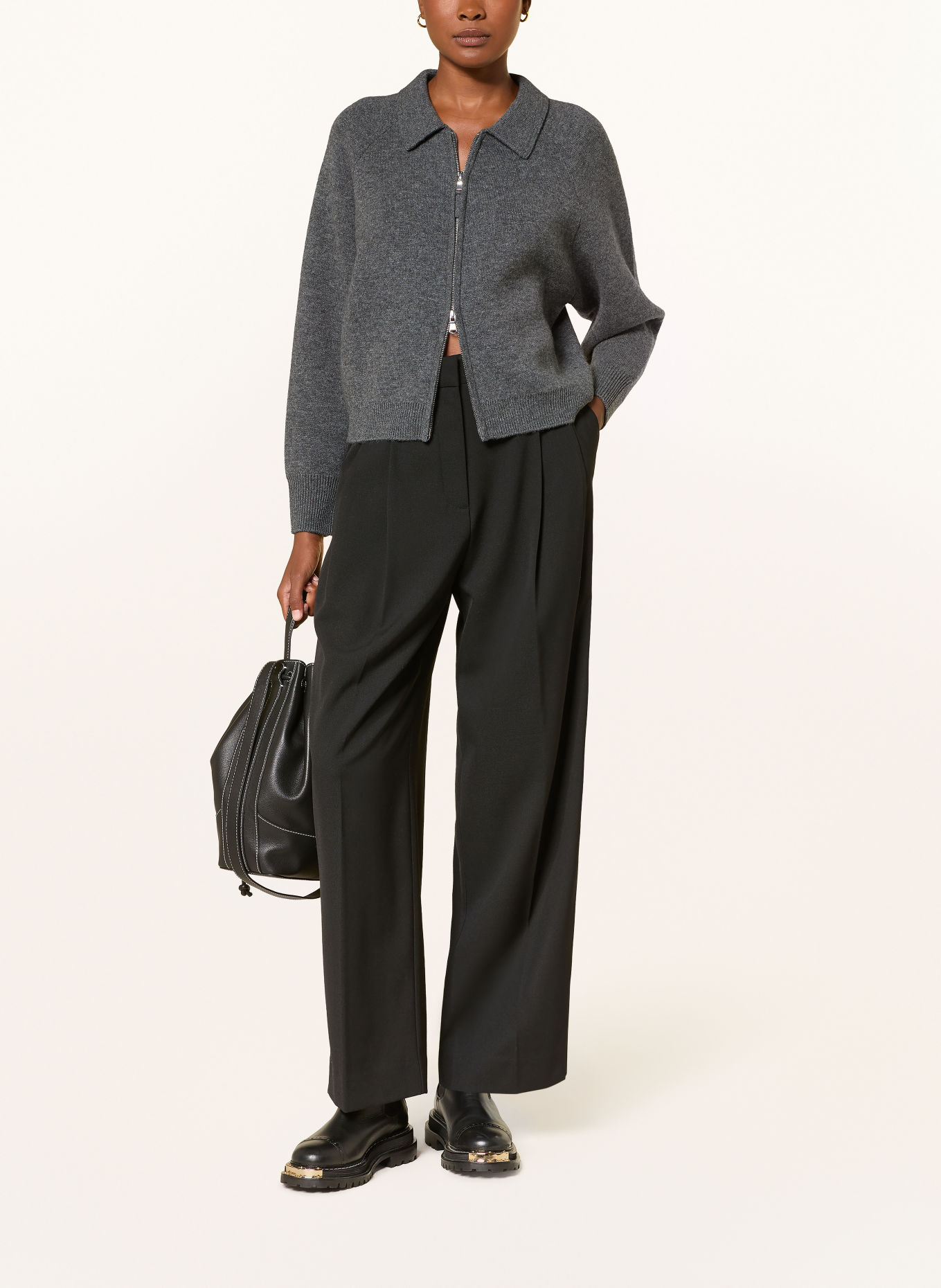 MRS & HUGS Strickjacke mit Cashmere: GRAU