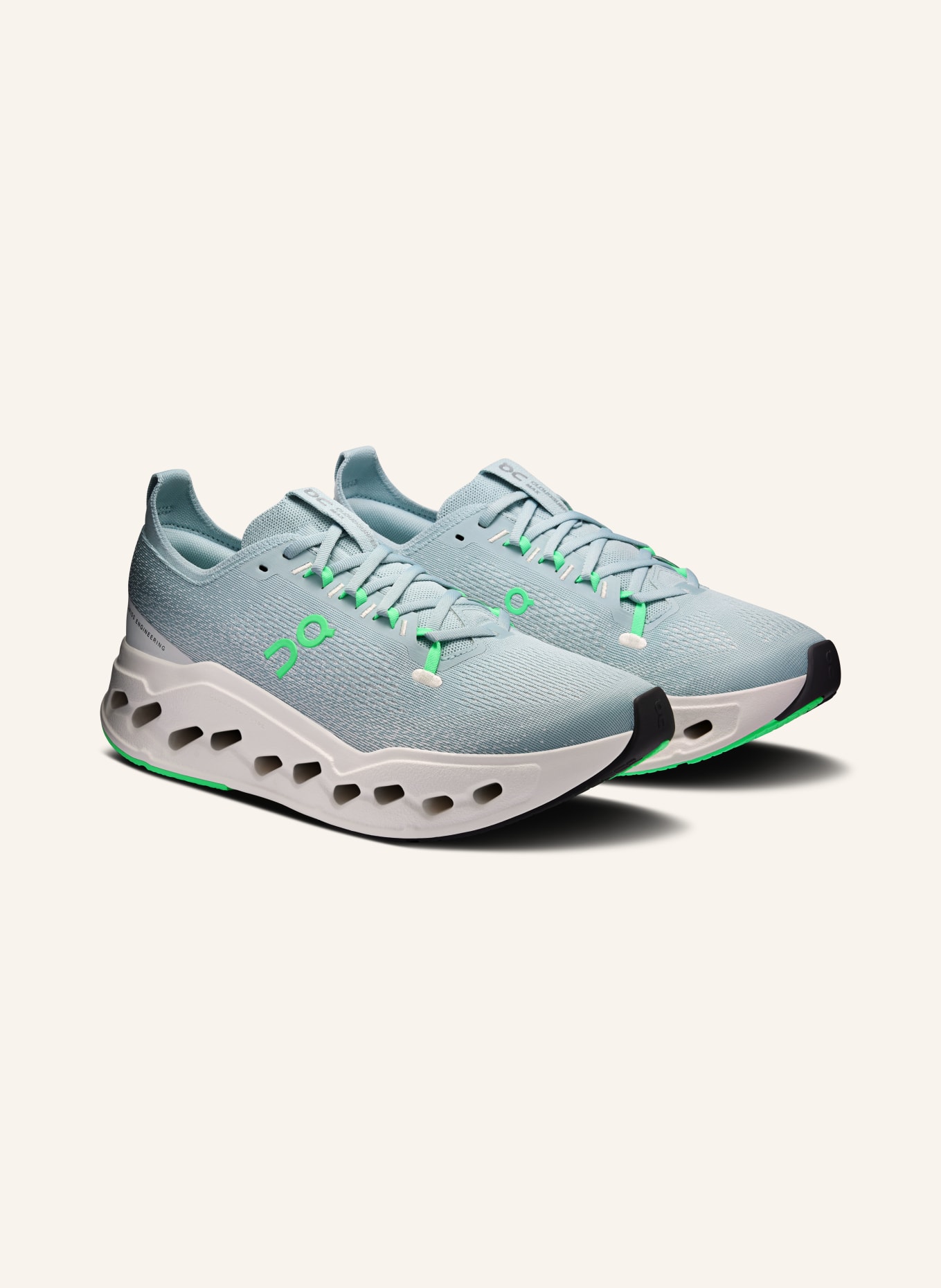 On CLOUDSURFER MAX running shoes: MINT / NEON GREEN