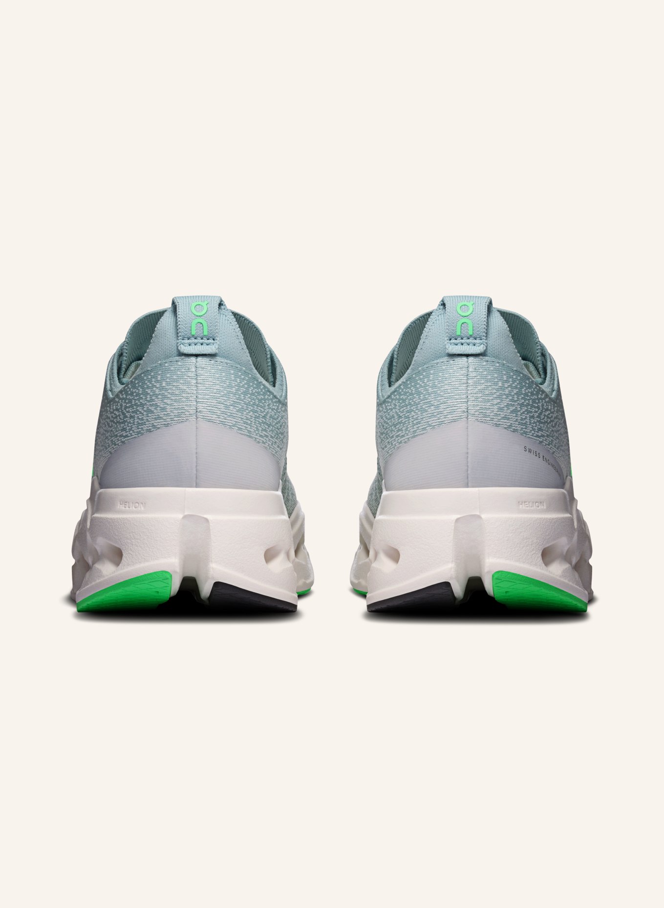 On CLOUDSURFER MAX running shoes: MINT / NEON GREEN