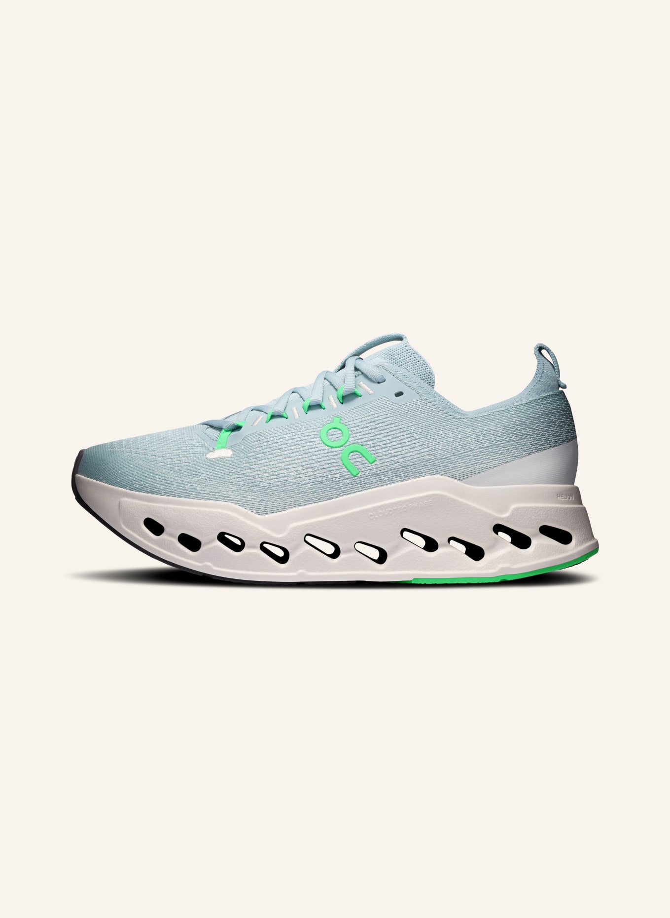 On CLOUDSURFER MAX running shoes: MINT / NEON GREEN