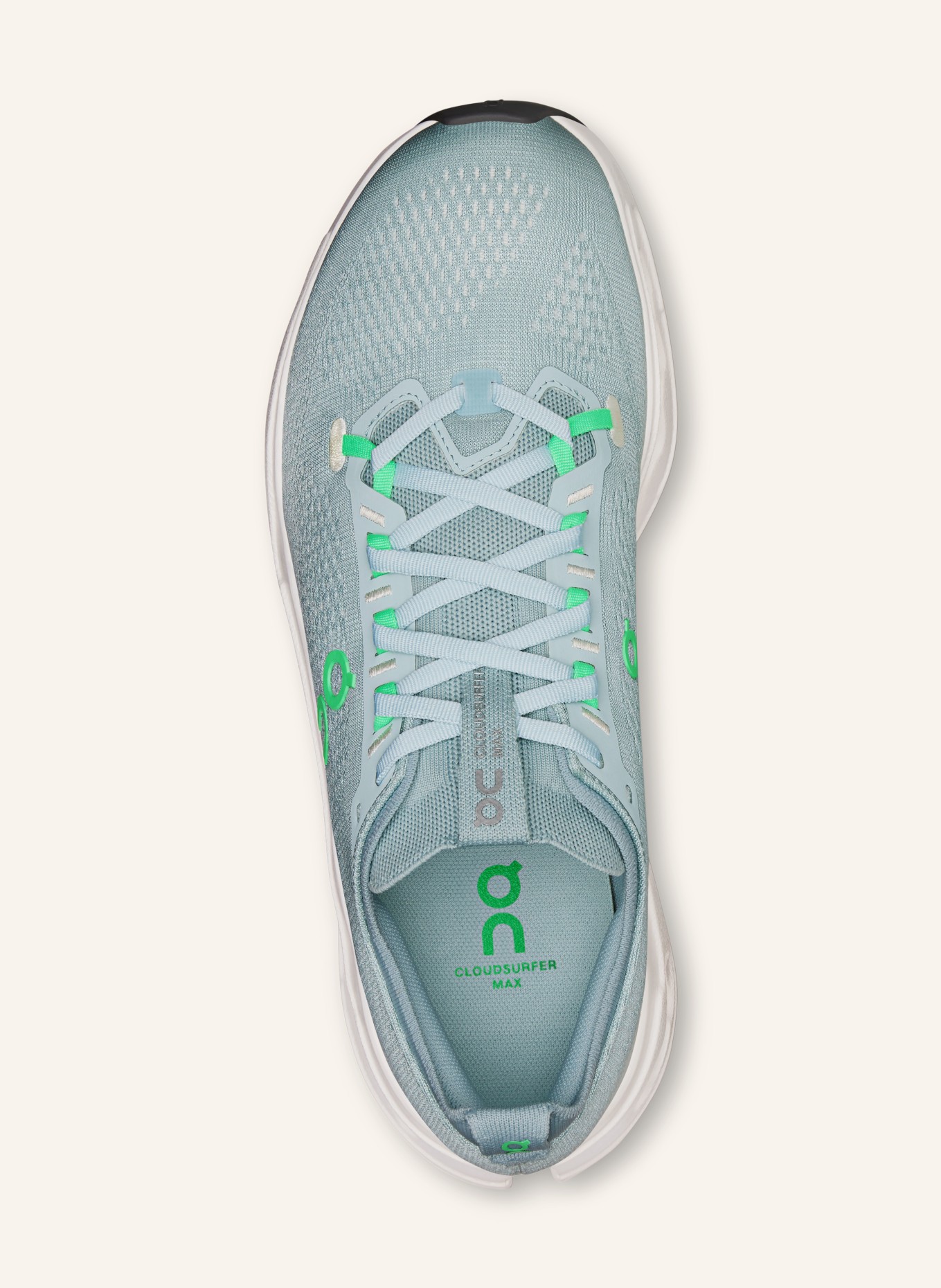 On CLOUDSURFER MAX running shoes: MINT / NEON GREEN