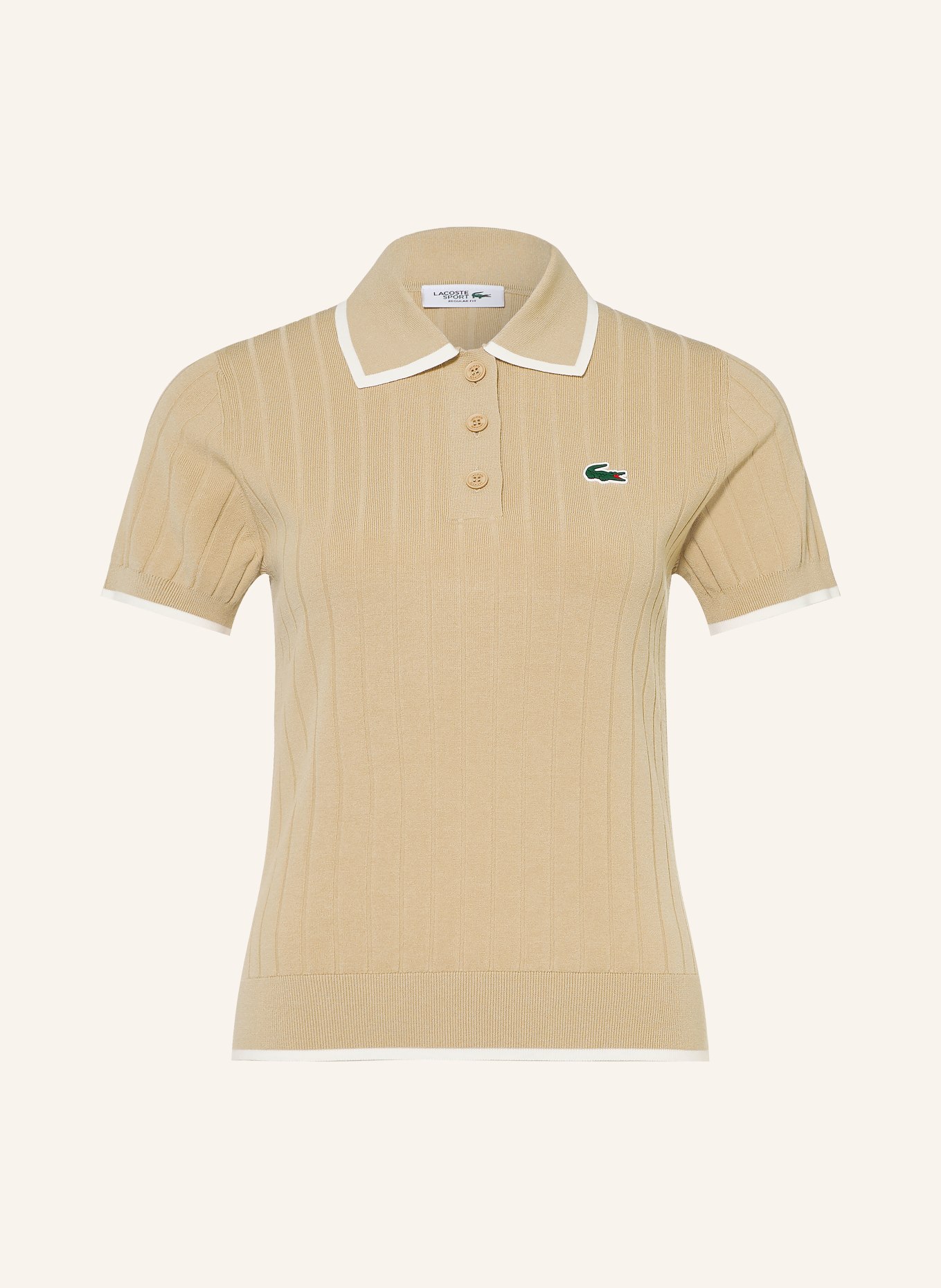 LACOSTE Functioneel poloshirt: BEIGE / WIT
