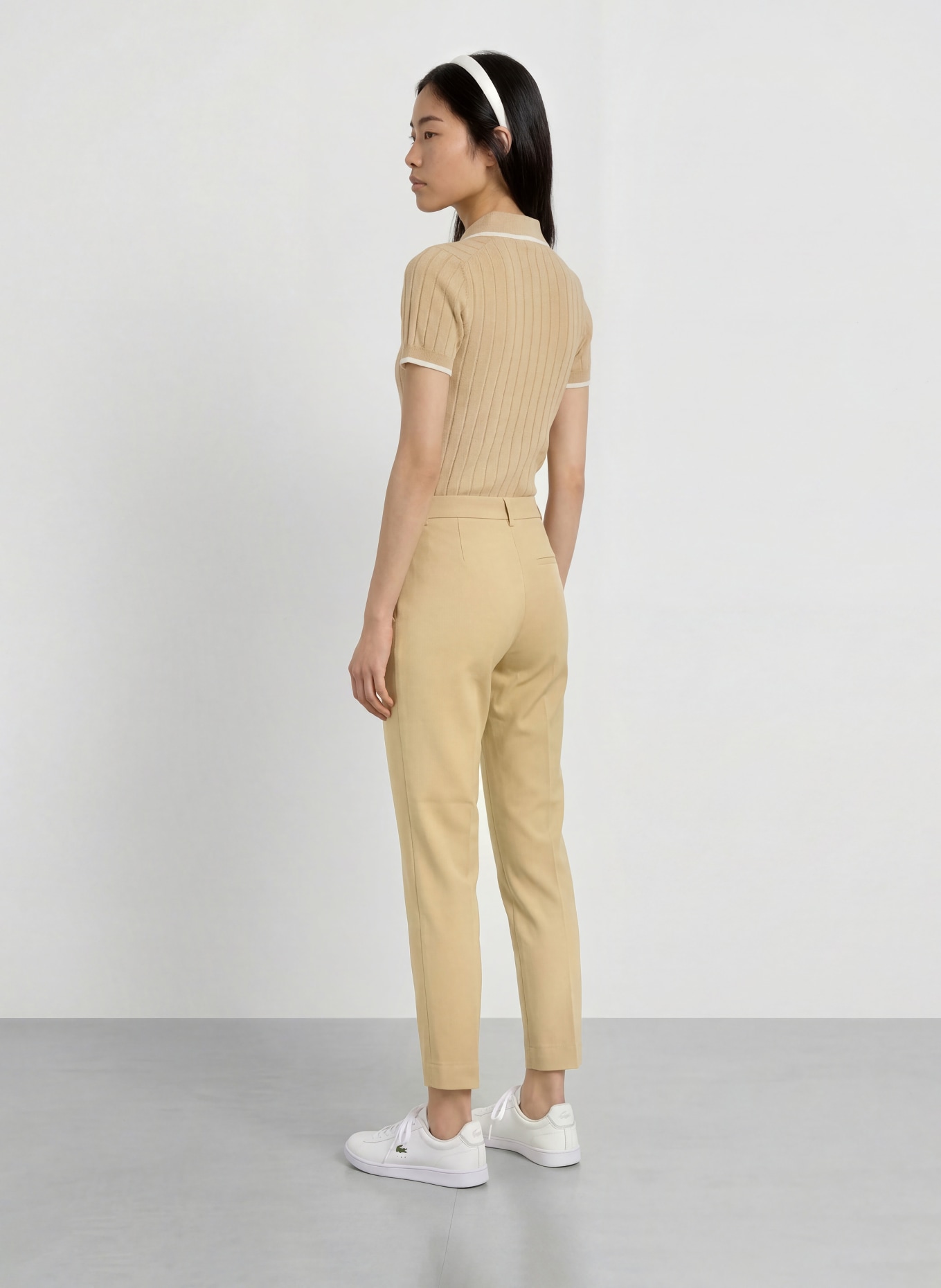 LACOSTE Functioneel poloshirt: BEIGE / WIT