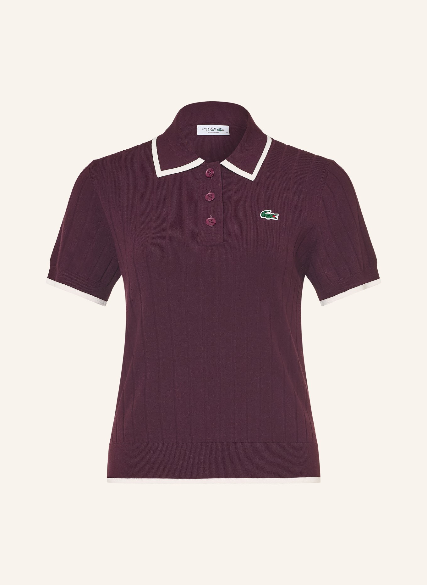 LACOSTE Functioneel poloshirt: DONKERROOD / WIT