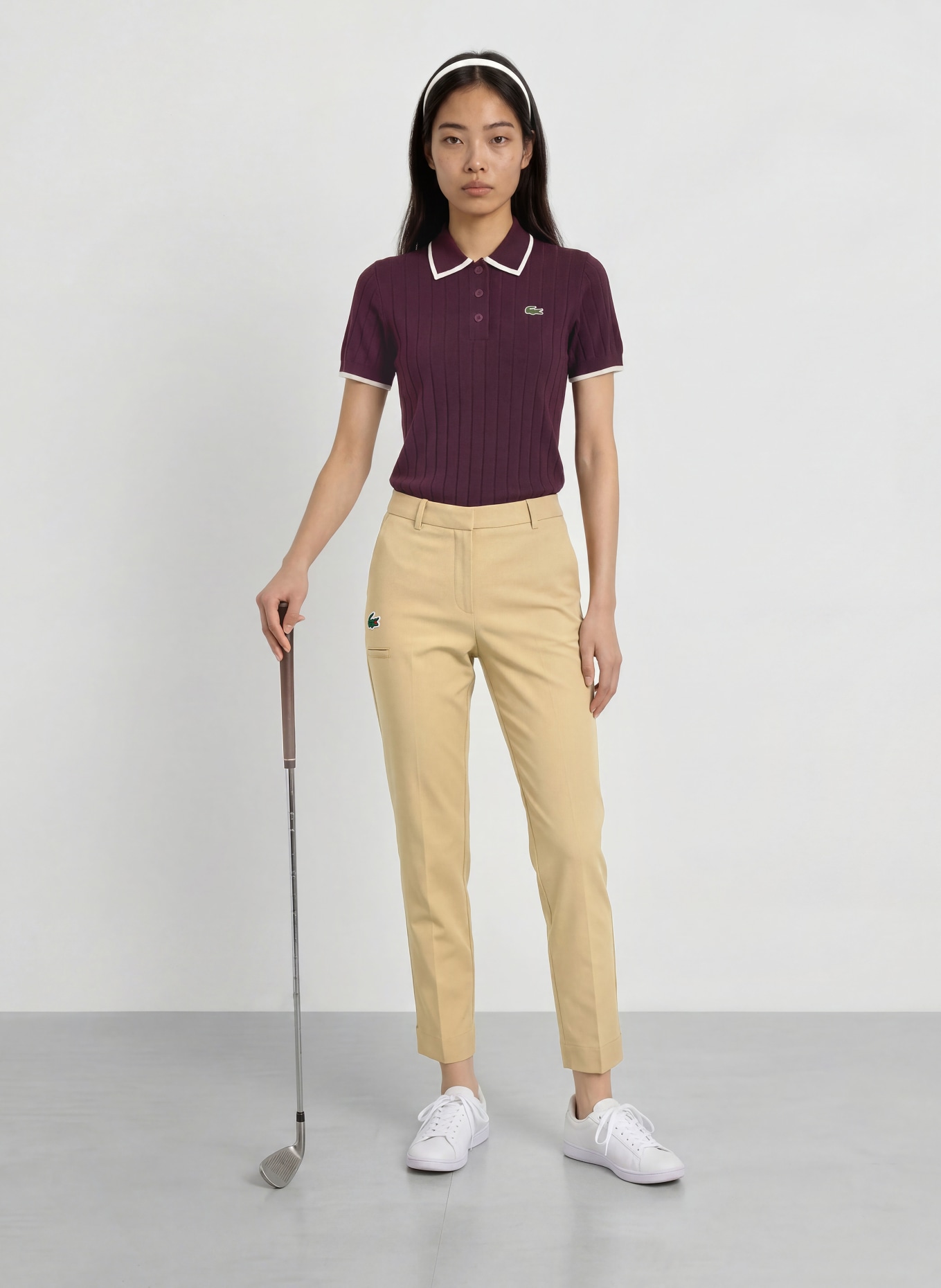 LACOSTE Functioneel poloshirt: DONKERROOD / WIT
