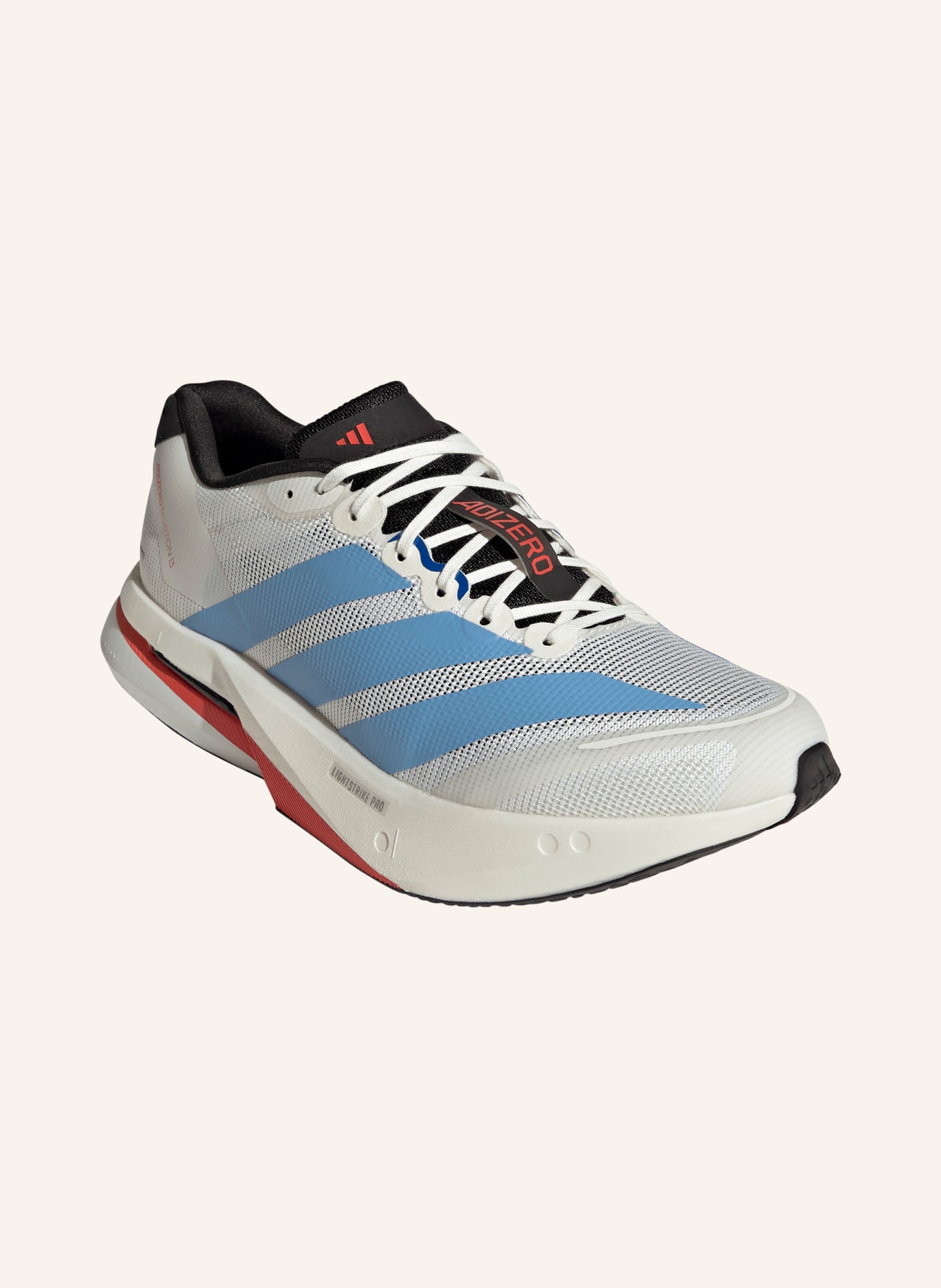 adidas ADIZERO BOSTON 13 running shoes: WHITE / LIGHT BLUE