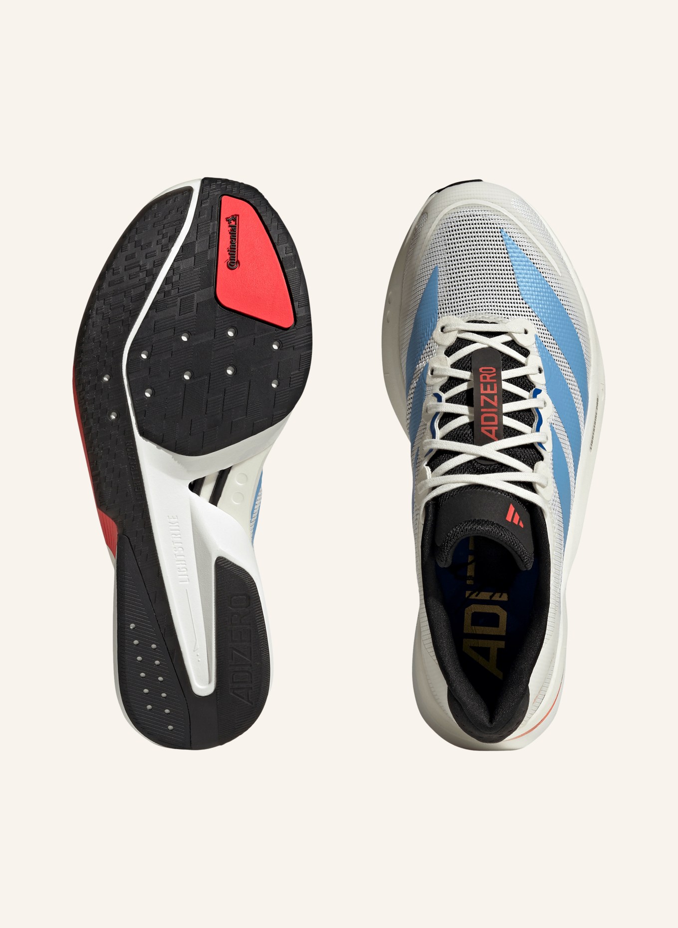 adidas ADIZERO BOSTON 13 running shoes: WHITE / LIGHT BLUE