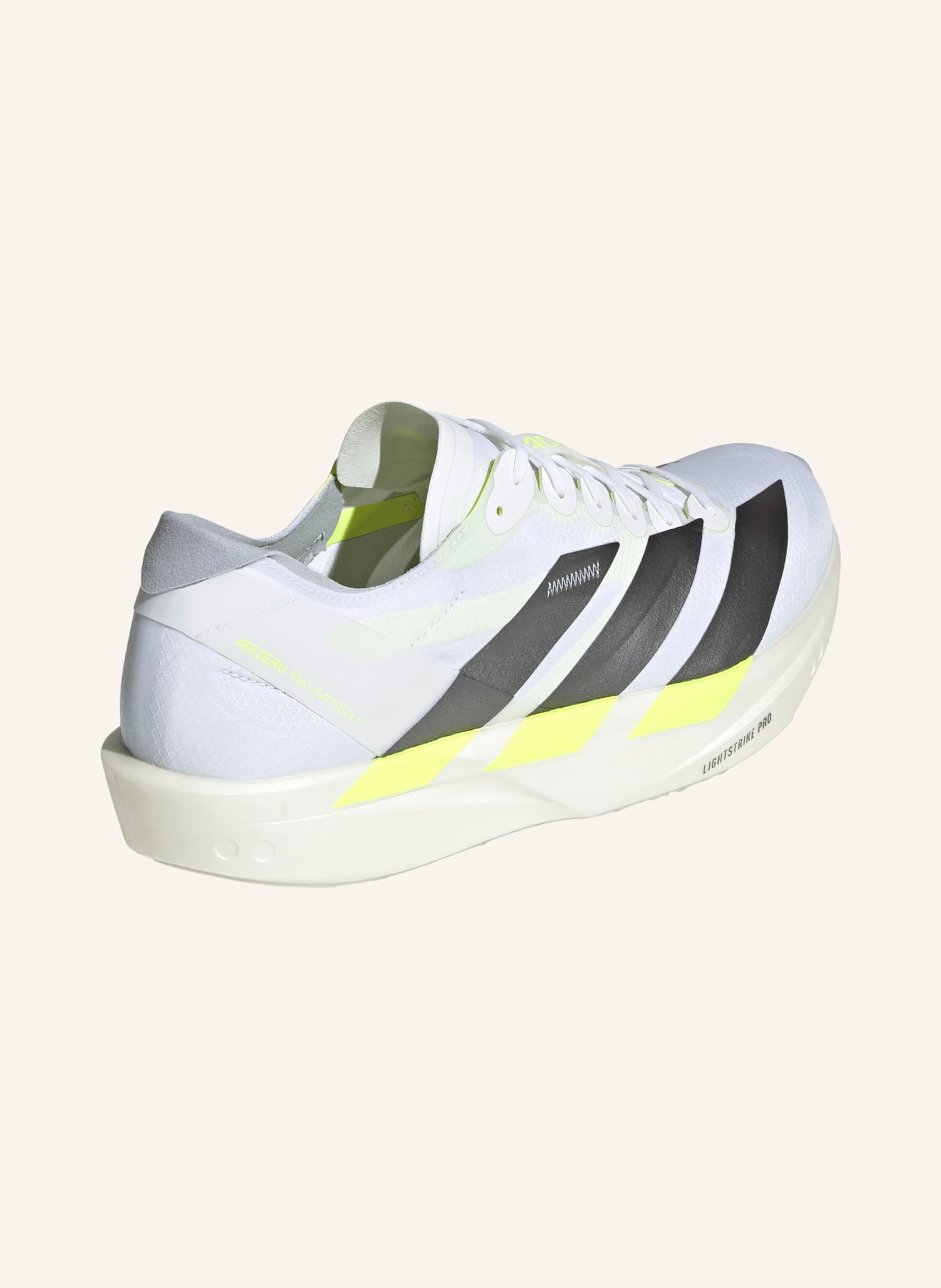 adidas ADIZERO TAKUMI SEN 11 running shoes: WHITE / GRAY / NEON YELLOW