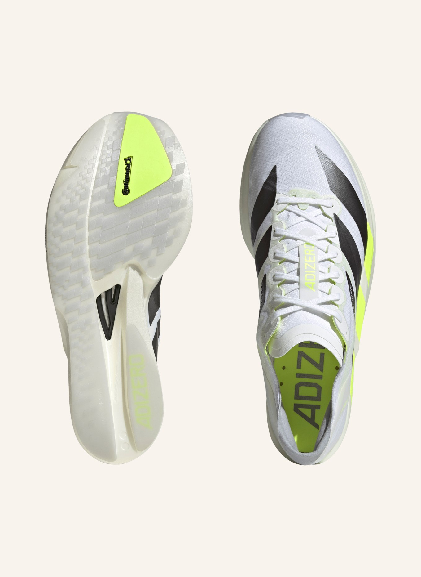 adidas ADIZERO TAKUMI SEN 11 running shoes: WHITE / GRAY / NEON YELLOW