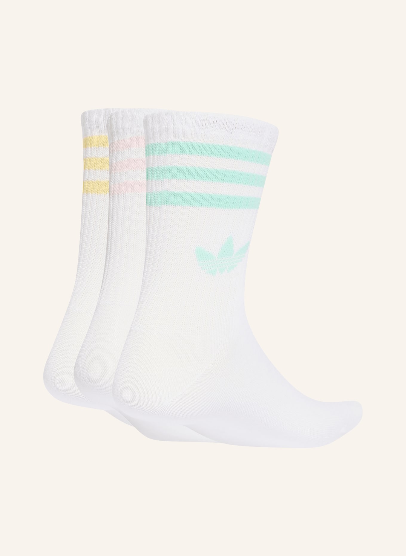 adidas Originals 3-pack sokken 3-STREEP CREW: WIT / ROZE / GEEL