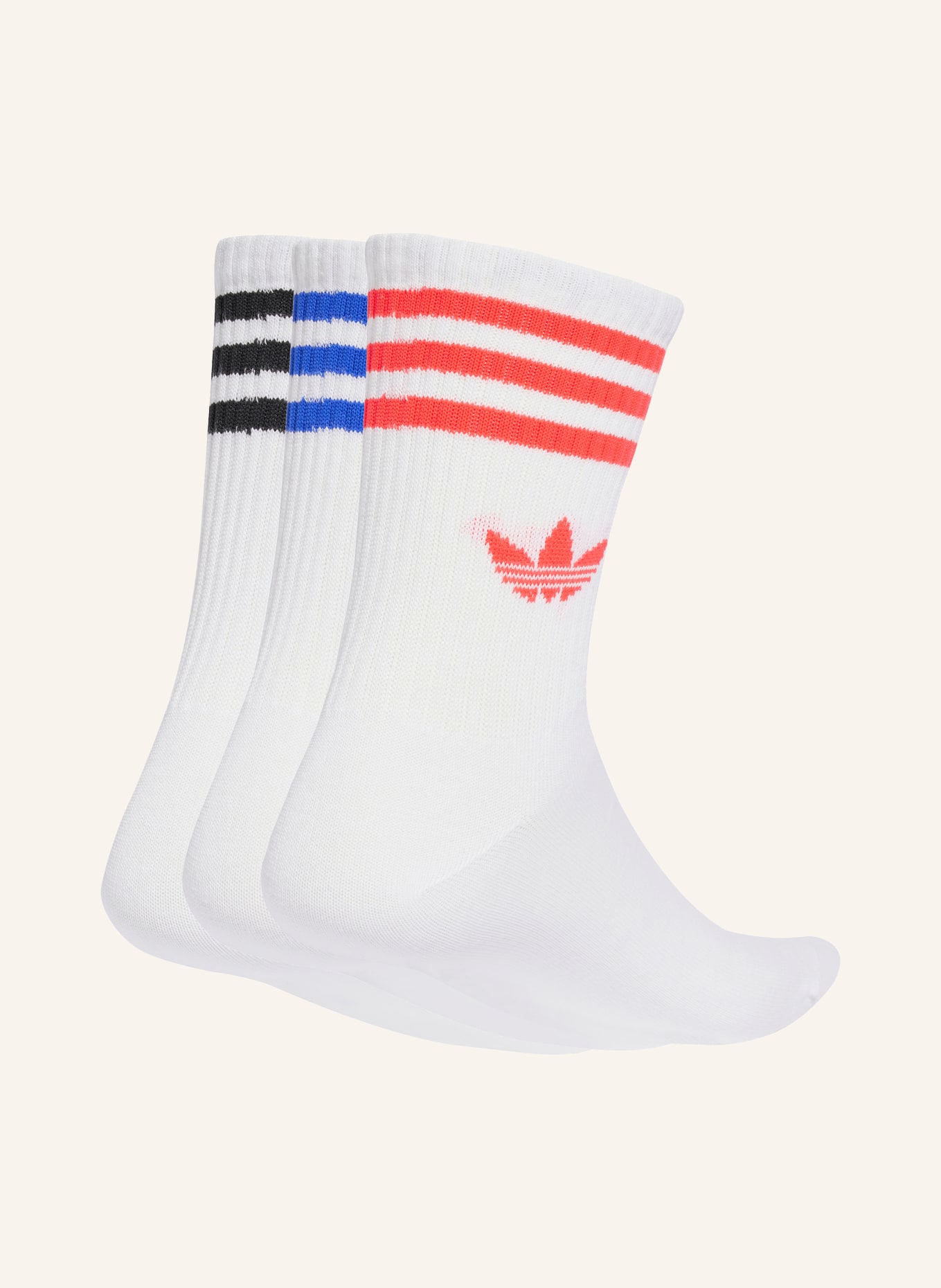 adidas Originals 3-pack sokken 3-STREEP CREW: WIT / ROOD / BLAUW