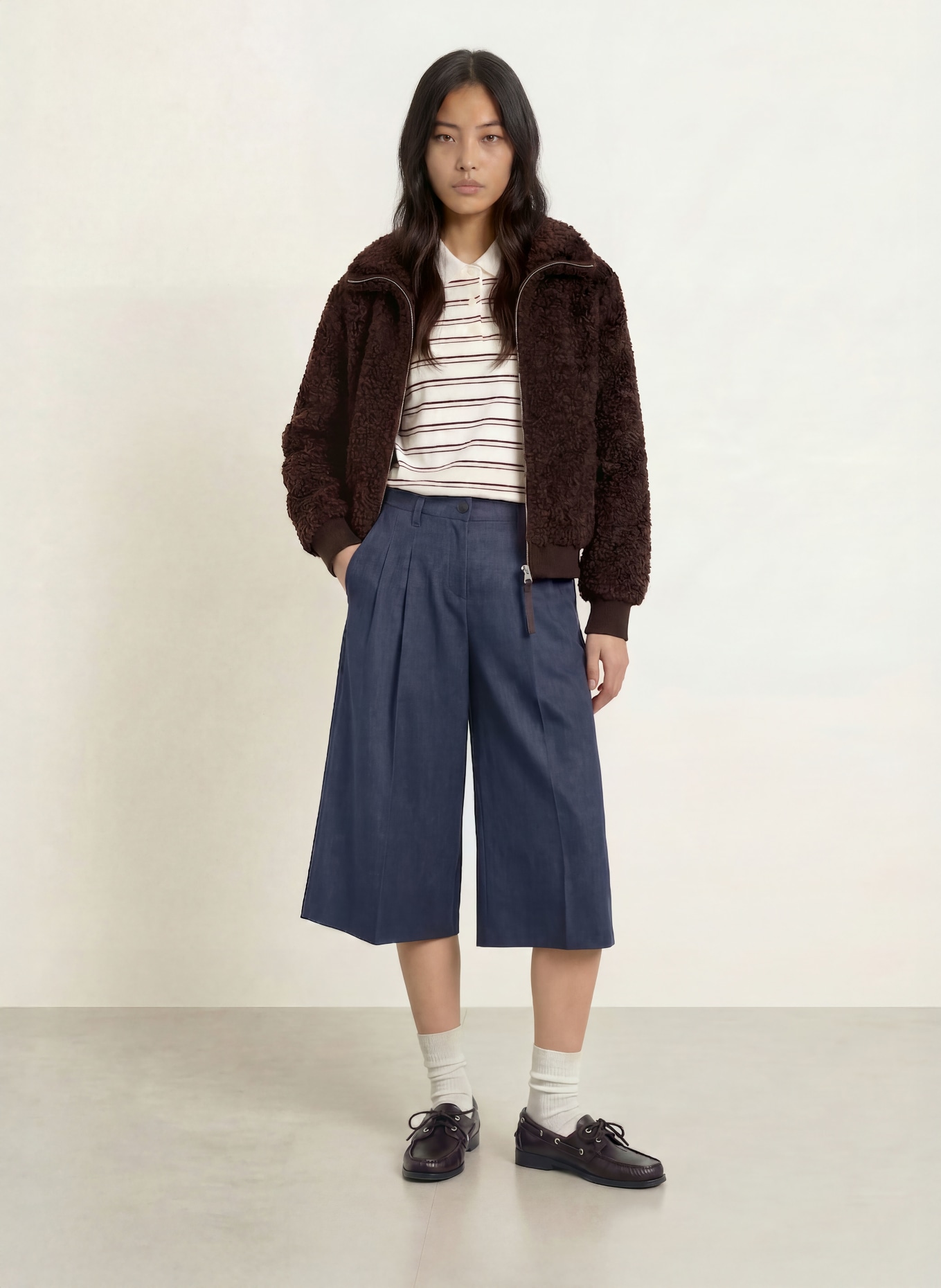 Marc O'Polo DENIM Teddyfell-jas: MARRON FONCÉ
