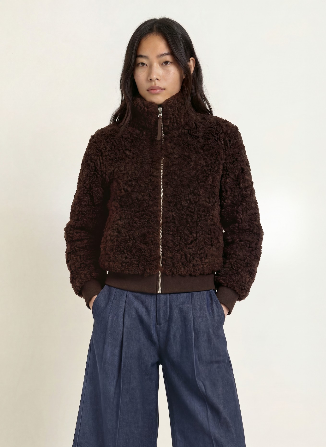 Marc O'Polo DENIM Teddyfell-jas: MARRON FONCÉ