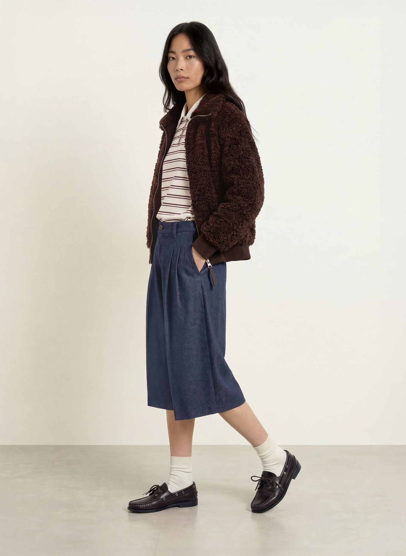 Marc O'Polo DENIM Teddyfell-jas: MARRON FONCÉ