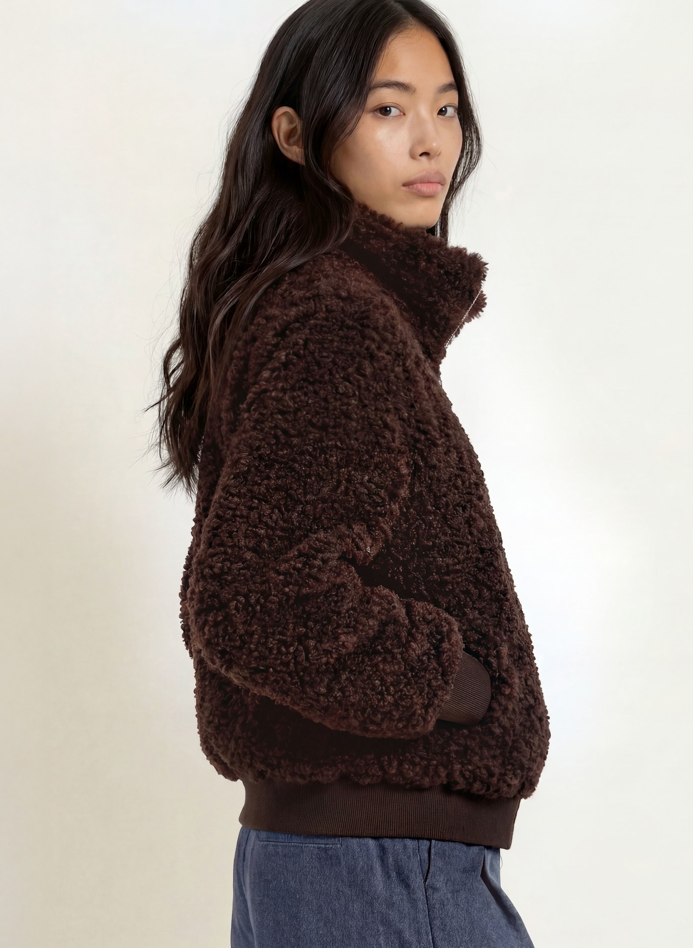 Marc O'Polo DENIM Teddyfell-jas: MARRON FONCÉ