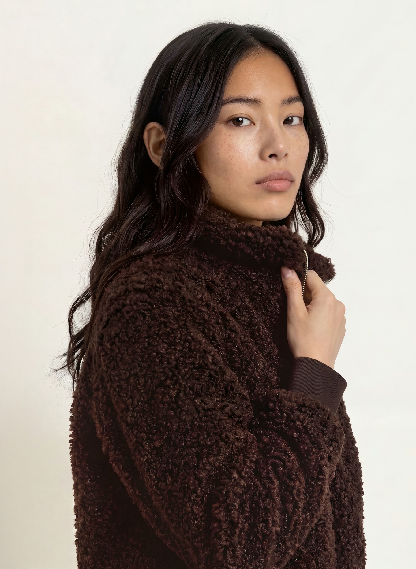 Marc O'Polo DENIM Teddyfell-jas: MARRON FONCÉ