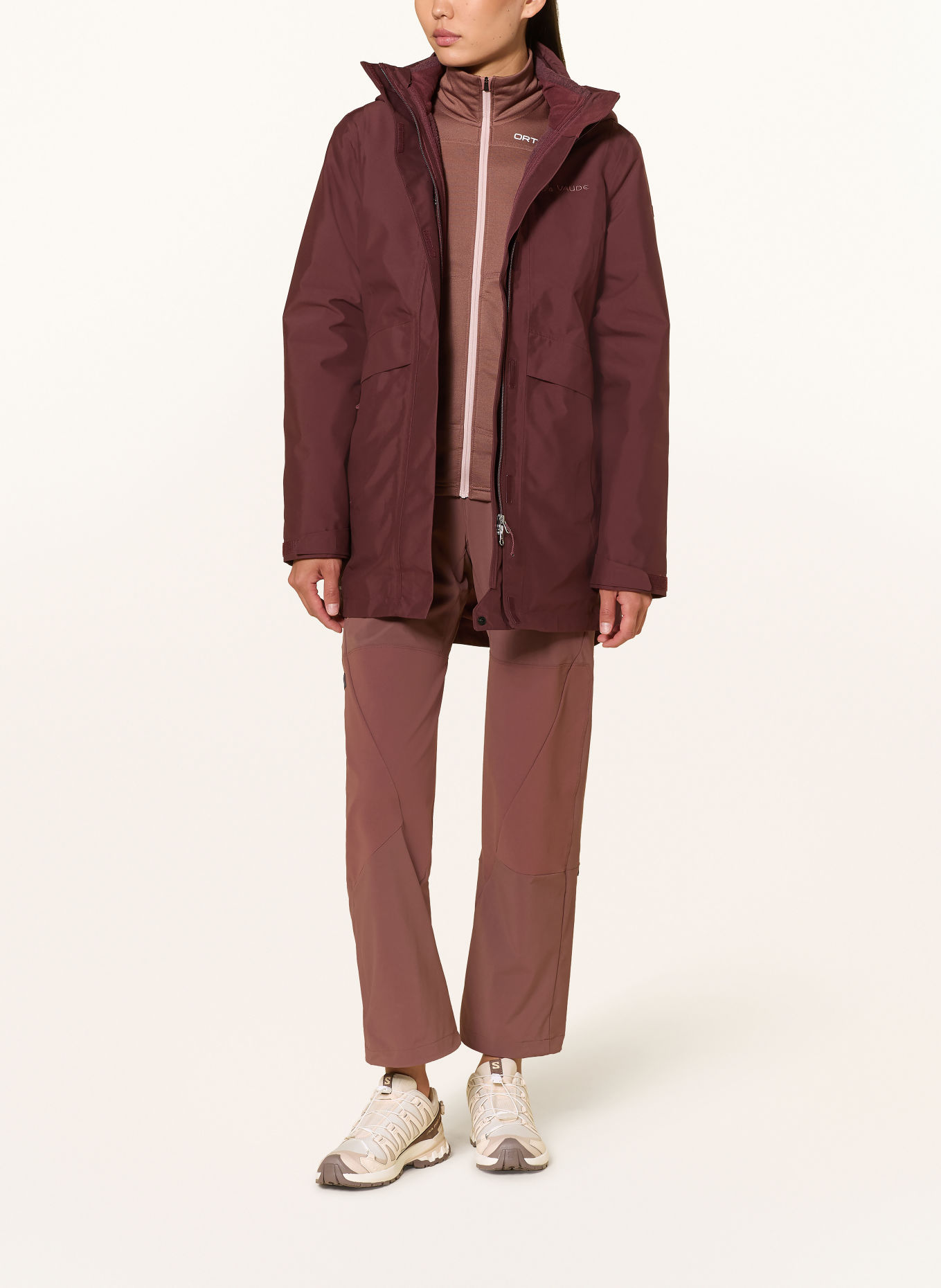 VAUDE 2-in-1-jas IDRIZ: DONKERROOD