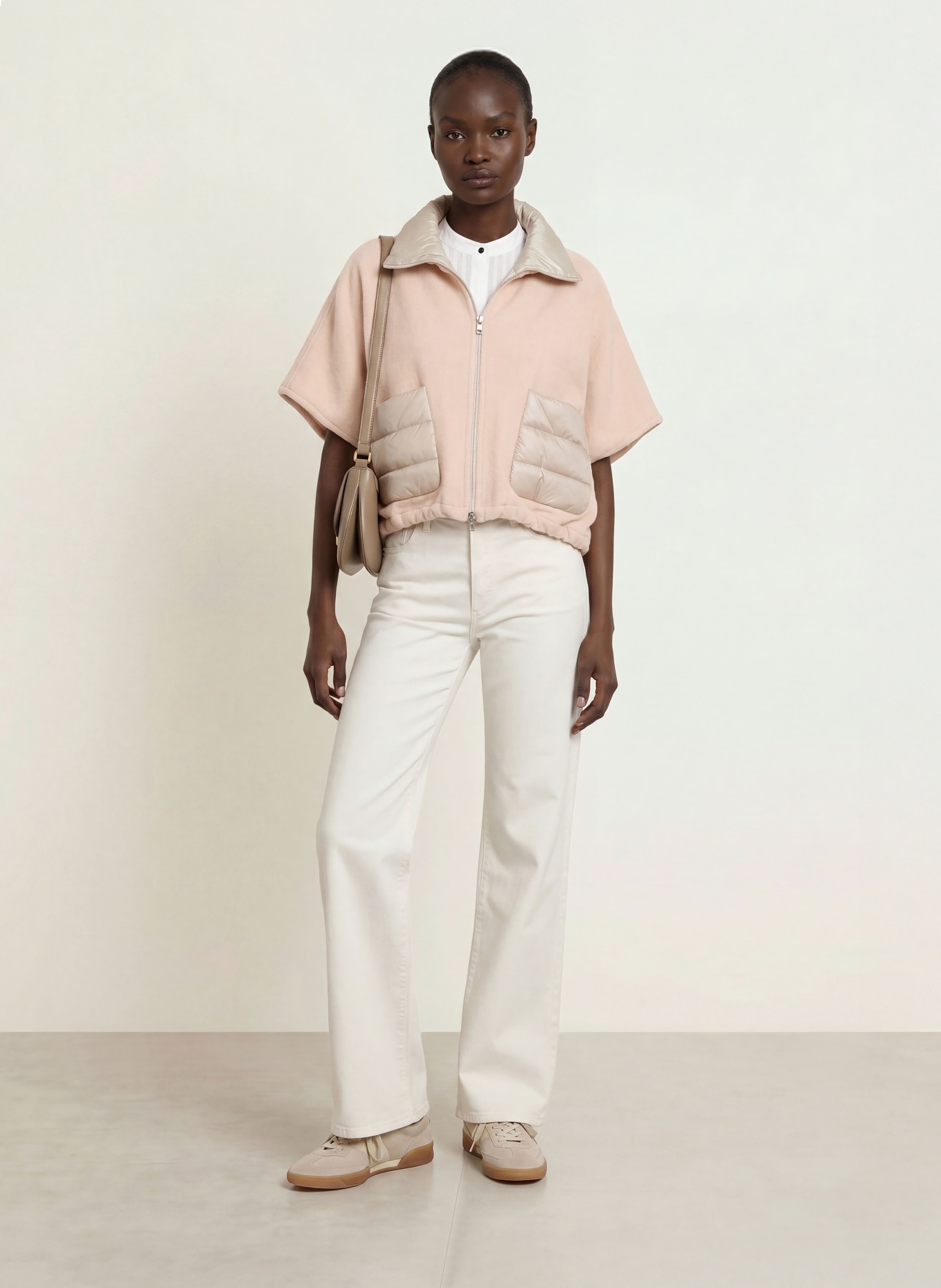 HERNO Cape en mélange de matières: BEIGE