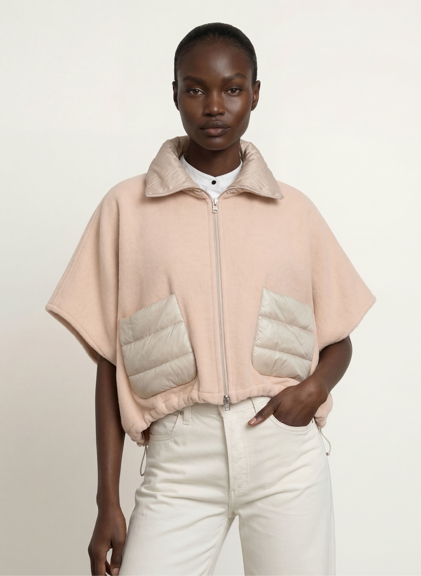 HERNO Cape en mélange de matières: BEIGE
