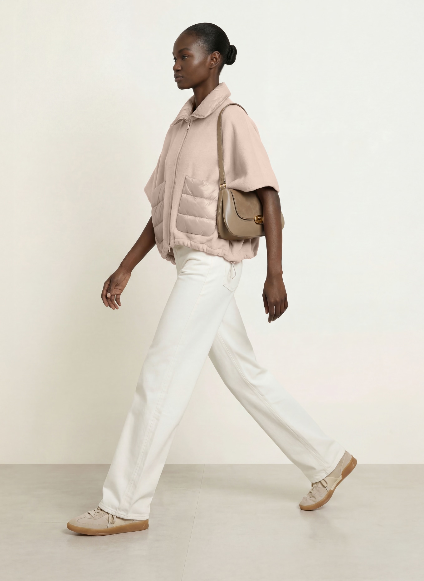 HERNO Cape en mélange de matières: BEIGE
