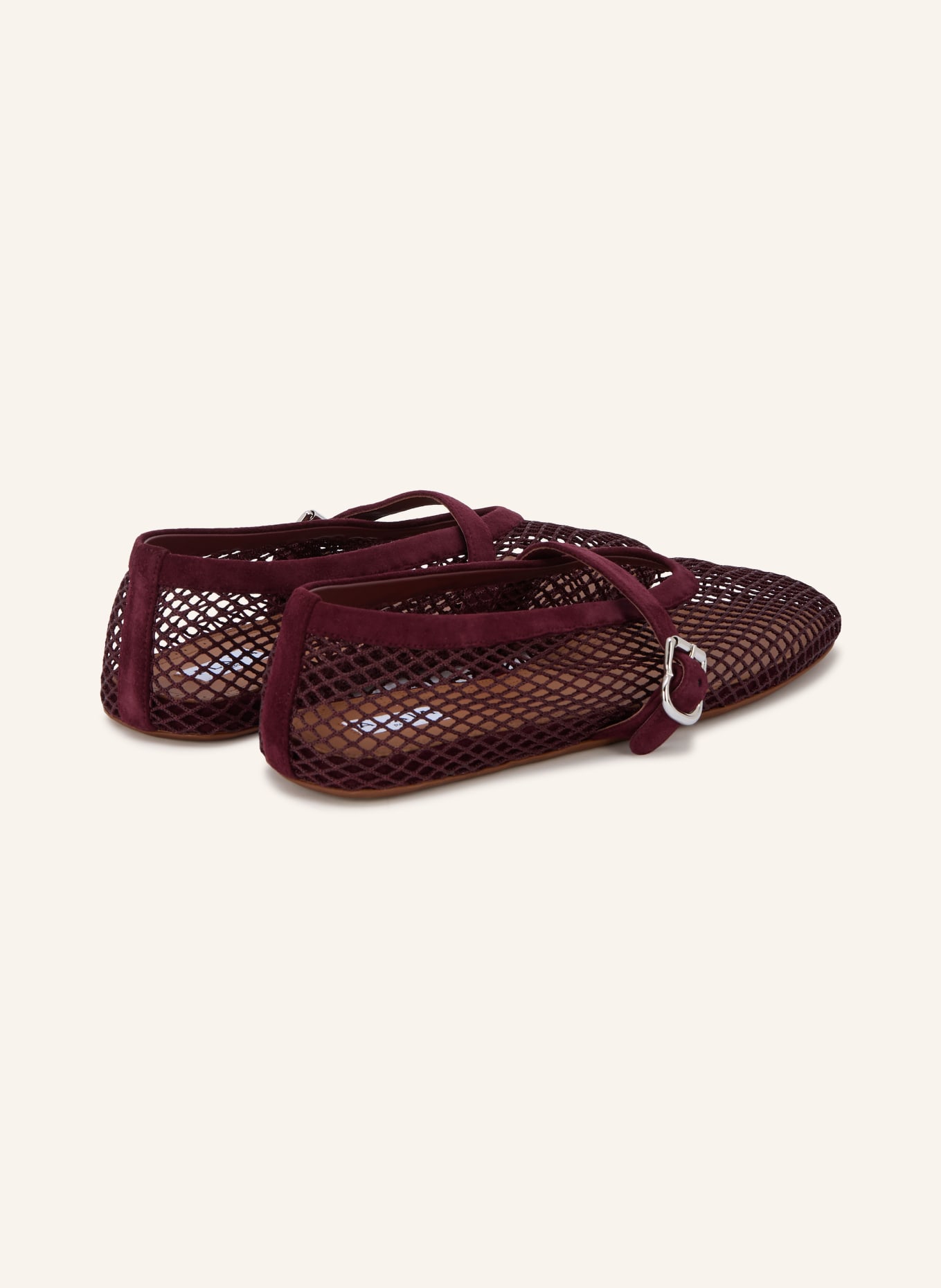 ALAÏA Ballerinas: DUNKELROT / SILBER