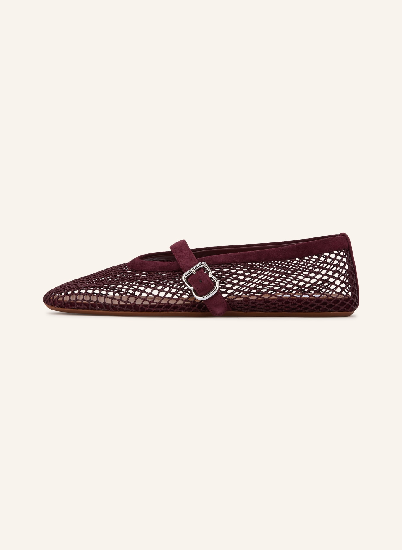 ALAÏA Ballerinas: DUNKELROT / SILBER