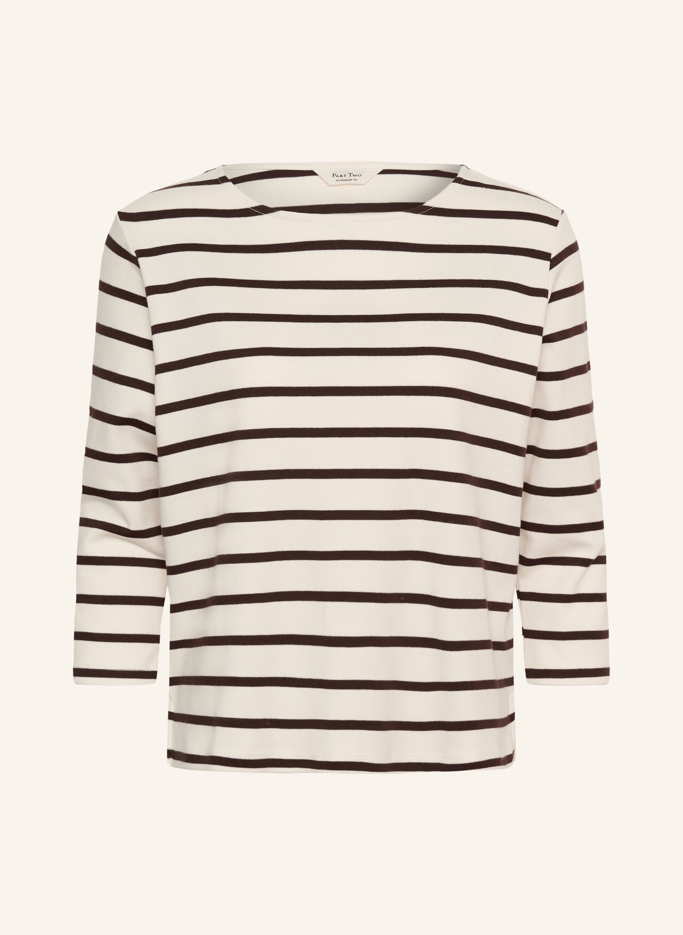 Part Two T-shirt NELAPW with 3/4 sleeves in jersey: WHITE / DARK BROWN
