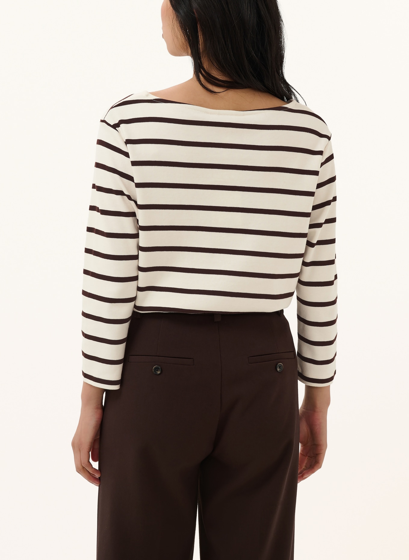 Part Two T-shirt NELAPW with 3/4 sleeves in jersey: WHITE / DARK BROWN