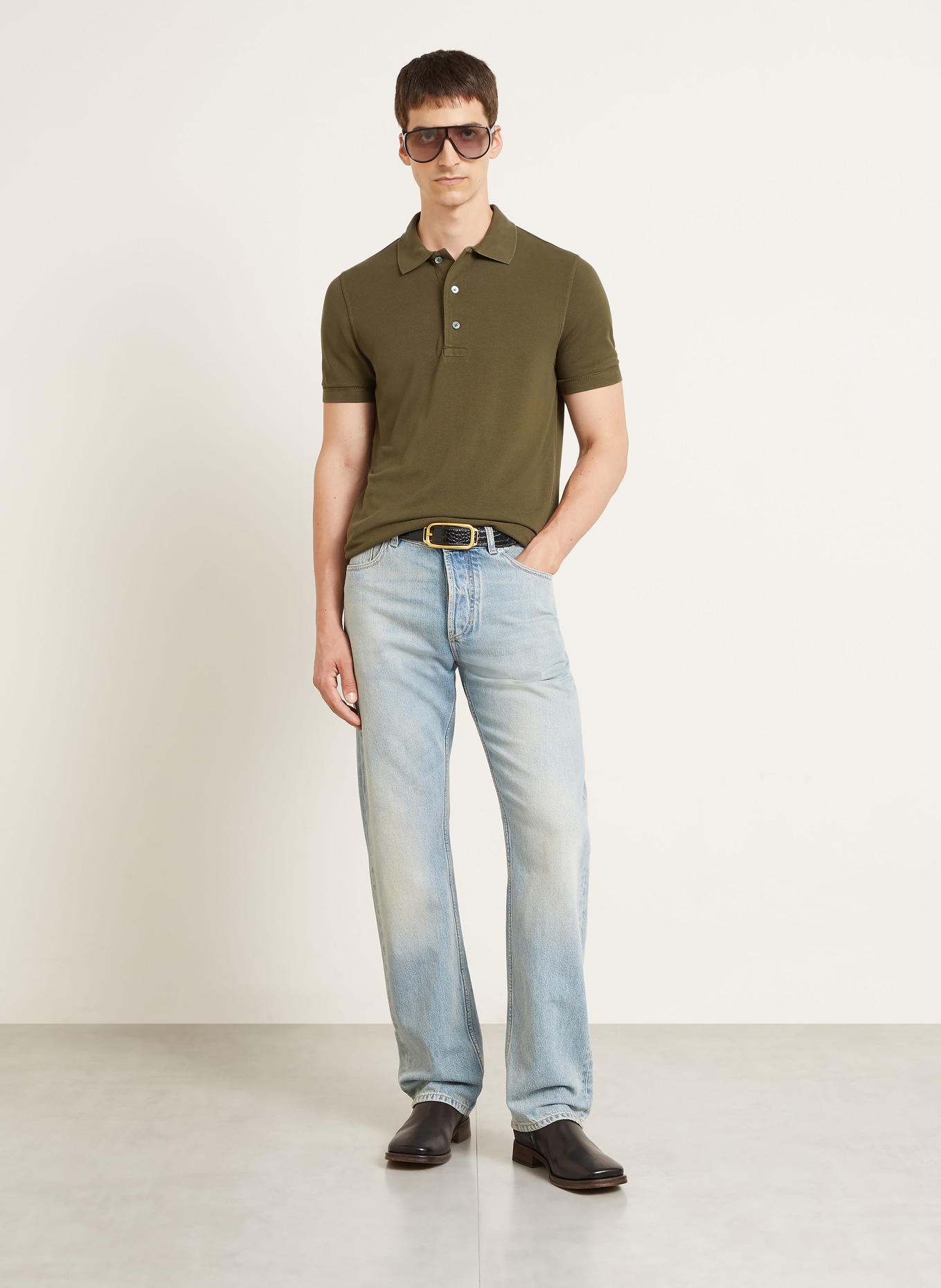 TOM FORD Piqué polo shirt: KHAKI