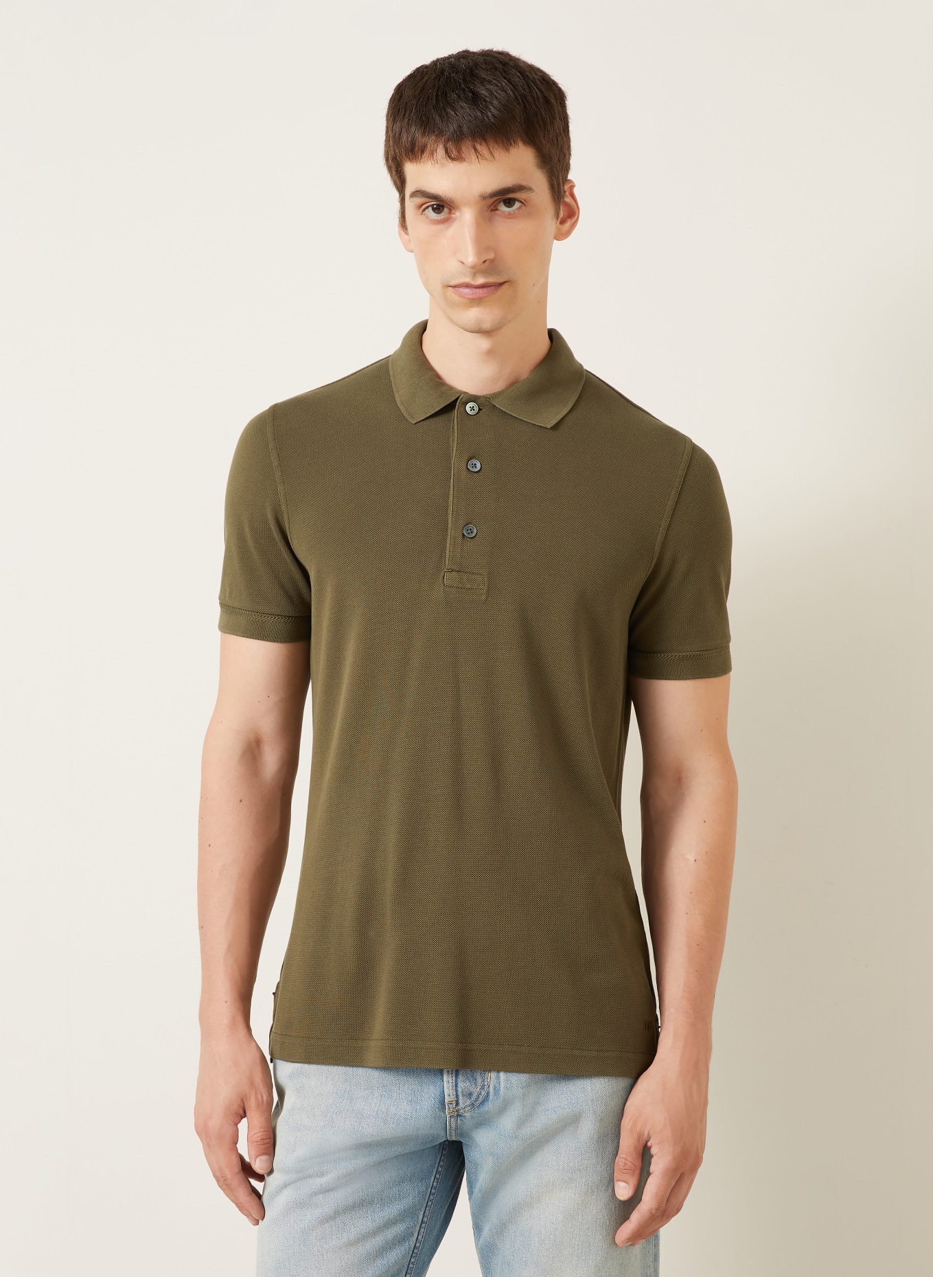 TOM FORD Piqué polo shirt: KHAKI