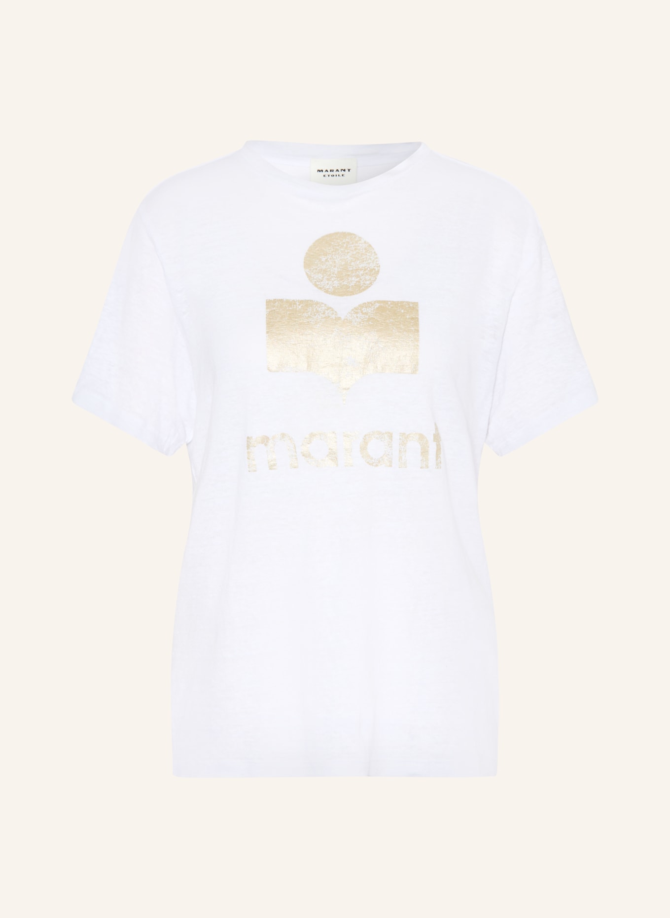MARANT ÉTOILE T-Shirt ZEWEL aus Leinen: WEISS / GOLD