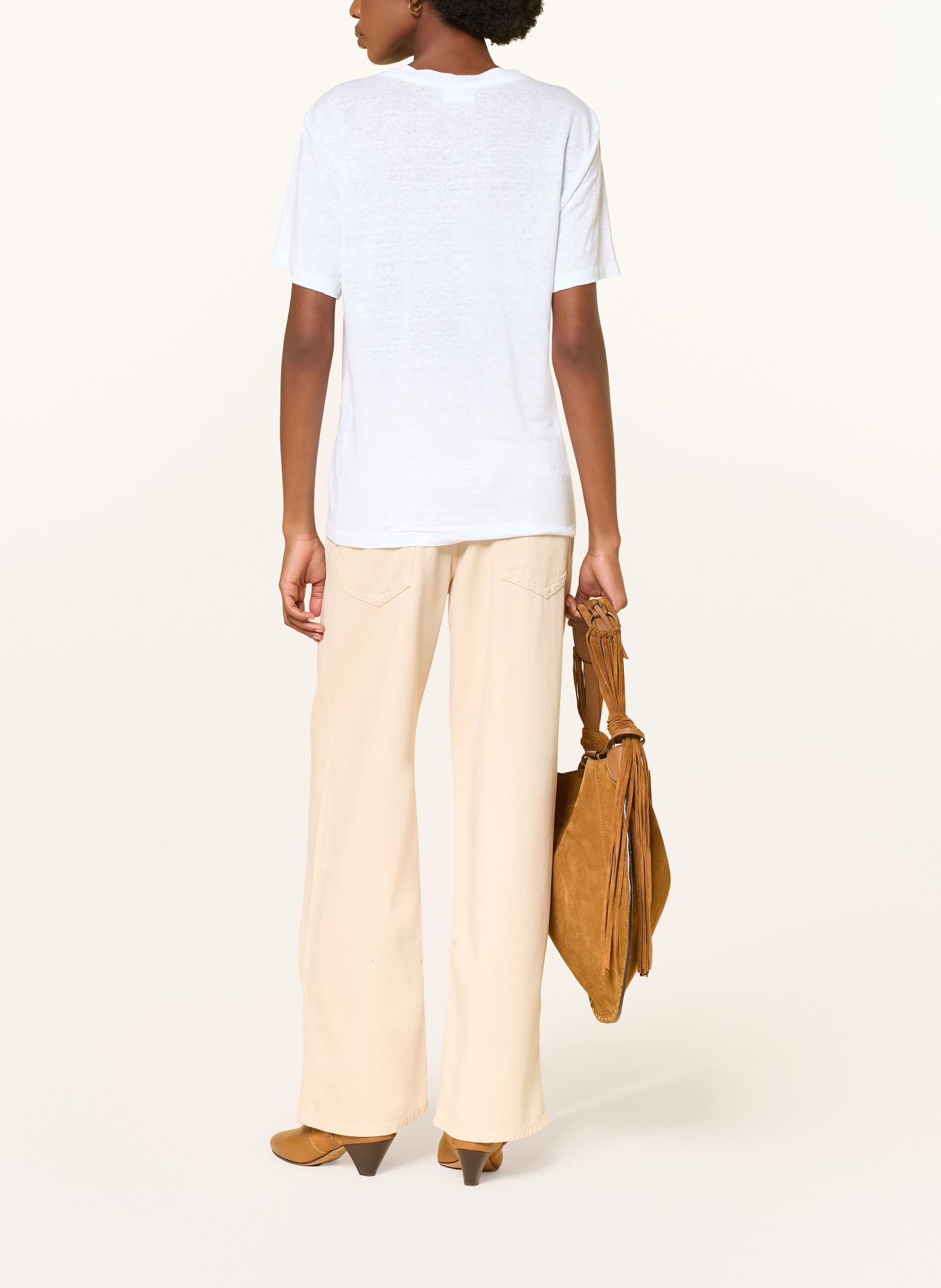 MARANT ÉTOILE T-Shirt ZEWEL aus Leinen: WEISS / GOLD