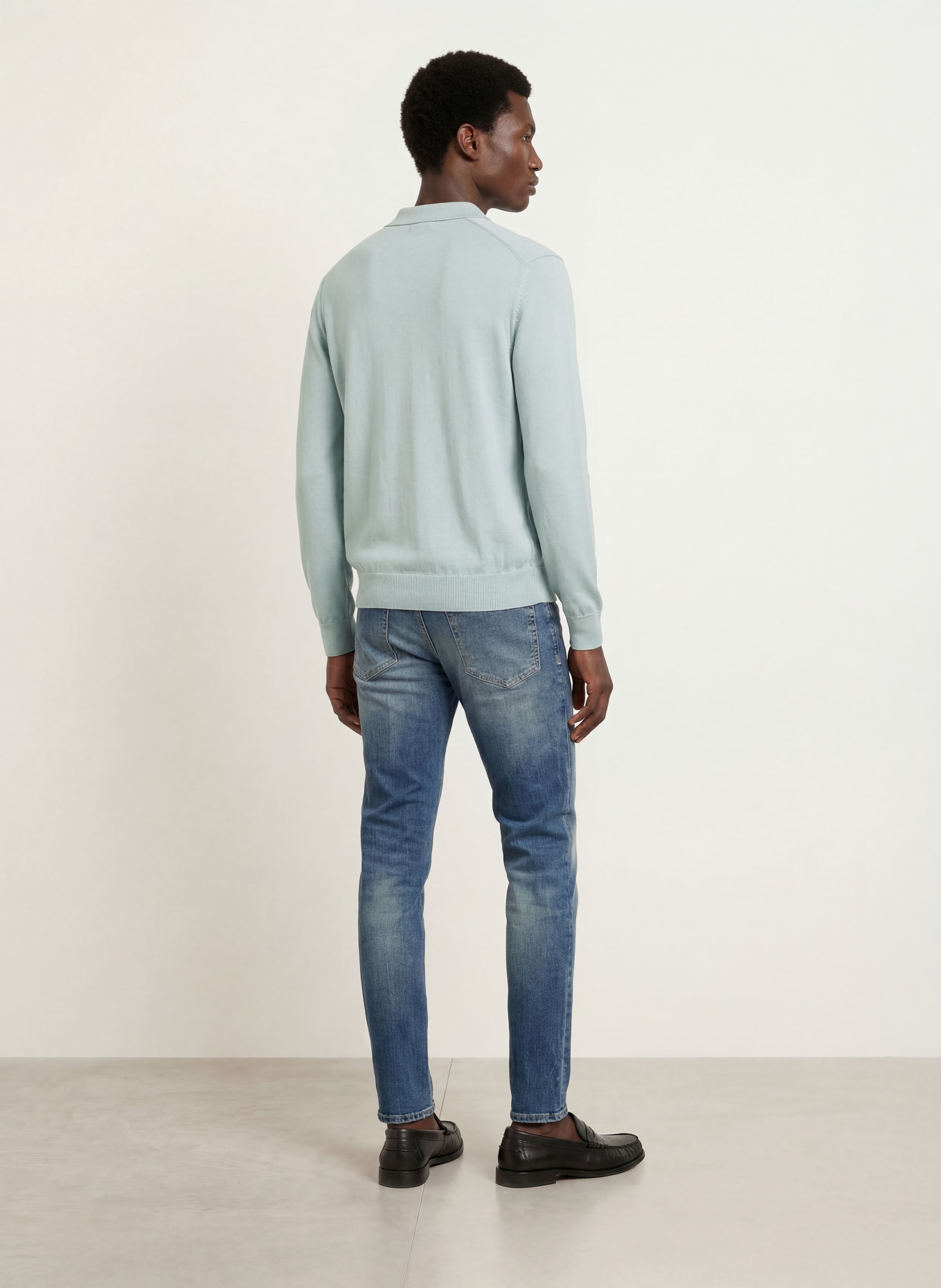 BOSS Gebreid poloshirt ASAC: BLAUWGRIJS