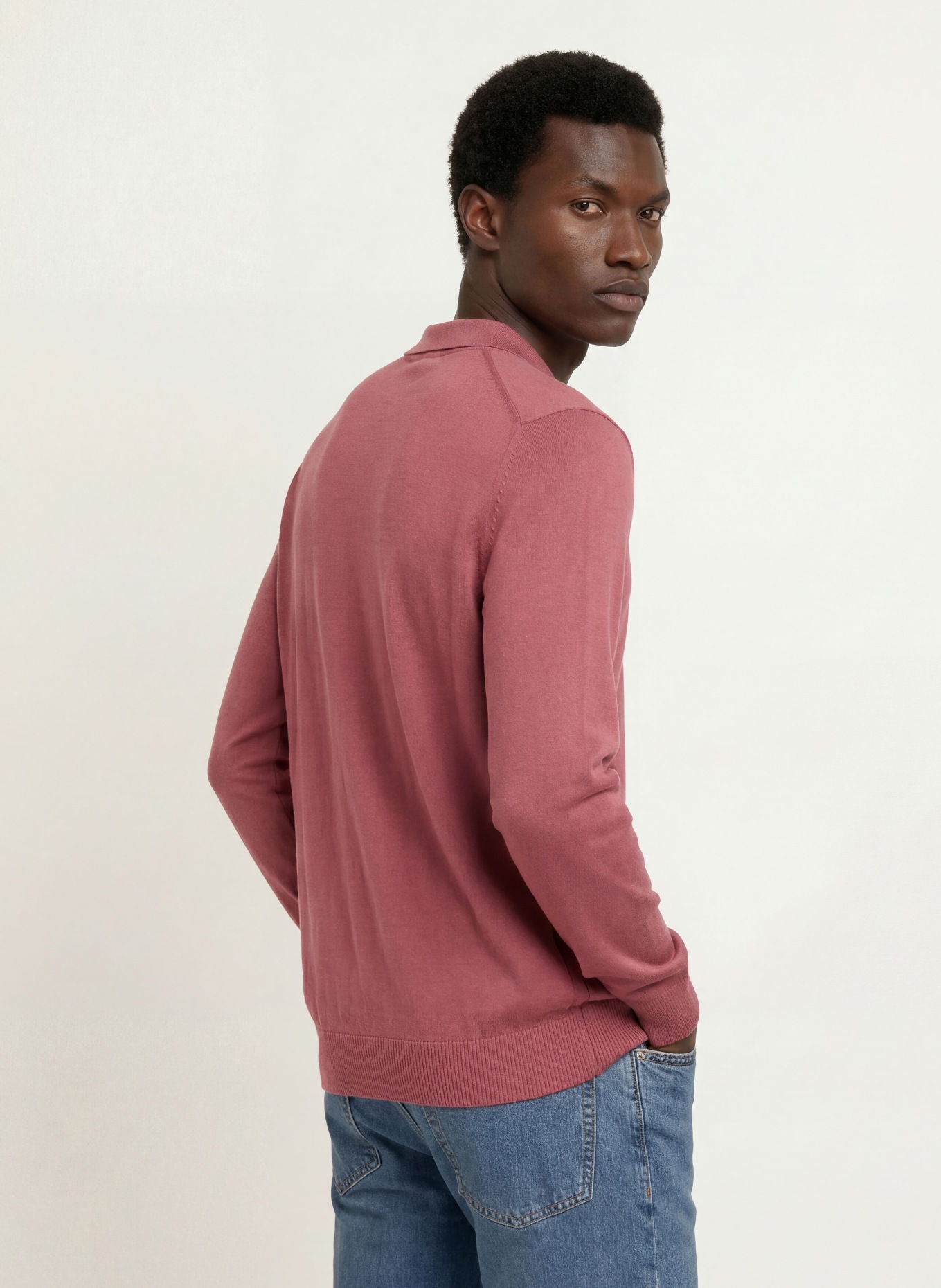 BOSS Gebreid poloshirt ASAC: VIEUX ROSE