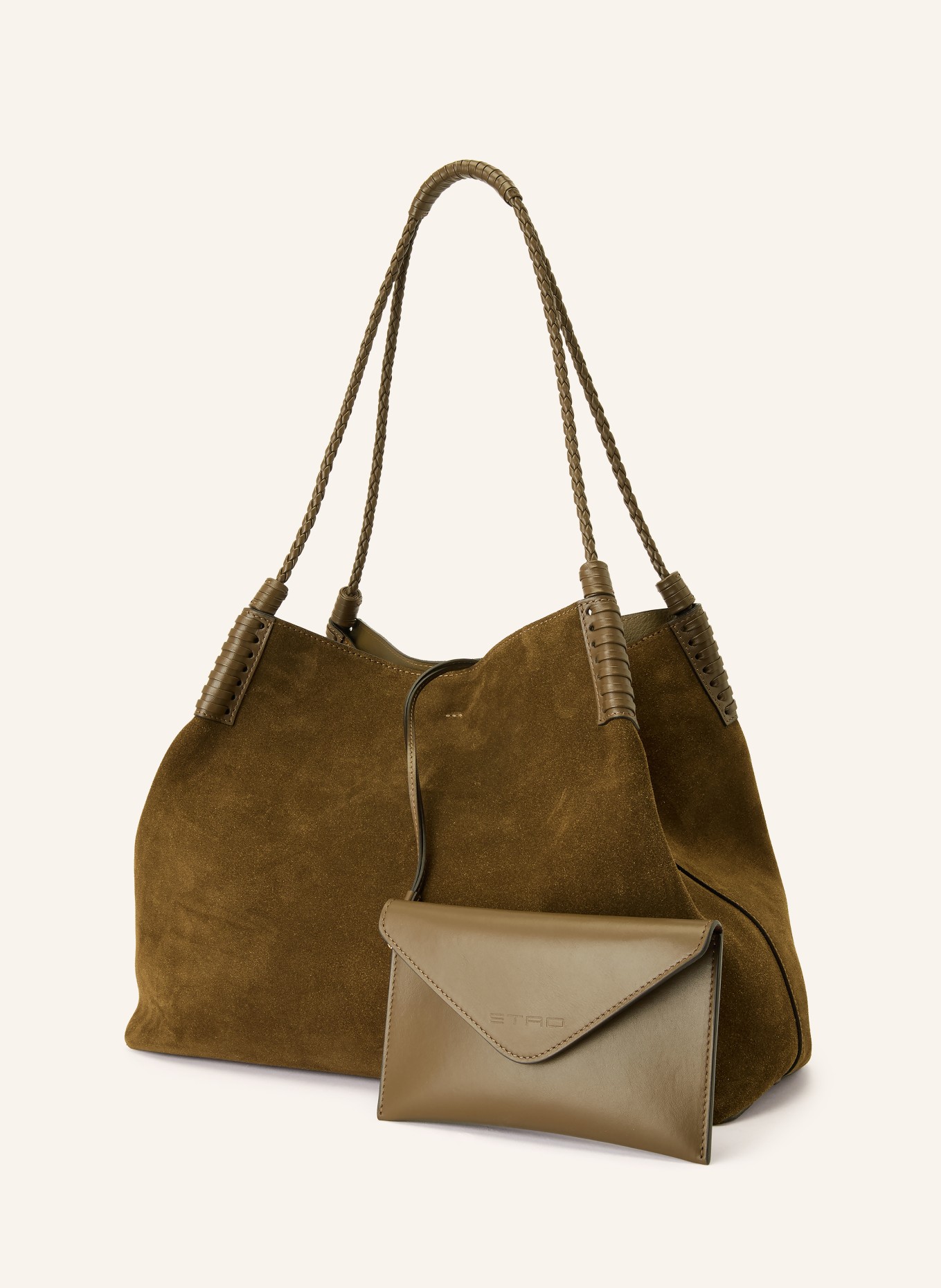 ETRO Schultertasche LIBRA mit Pouch: KHAKI / GOLD