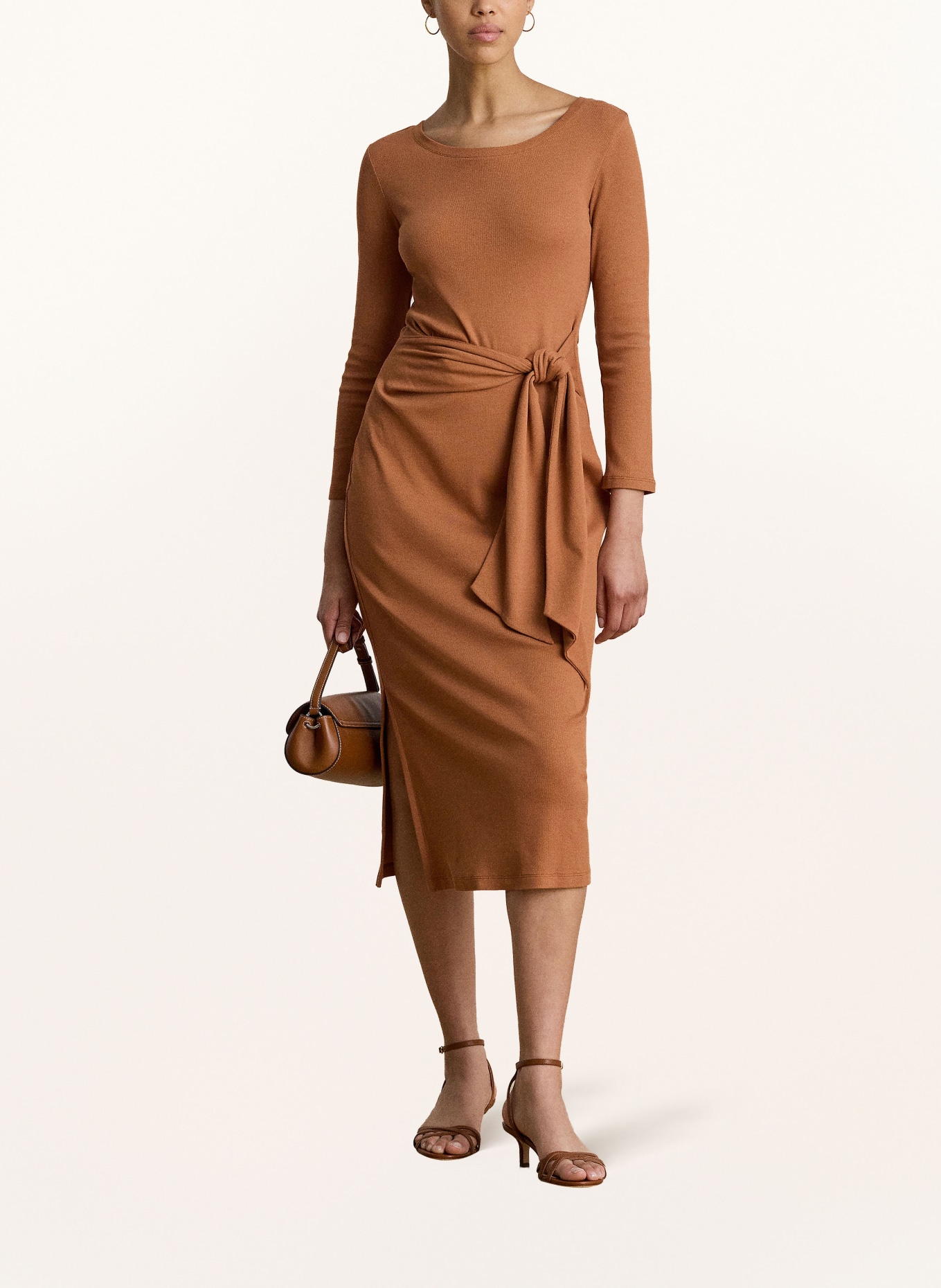 LAUREN RALPH LAUREN Jerseykleid mit 3/4-Arm: COGNAC