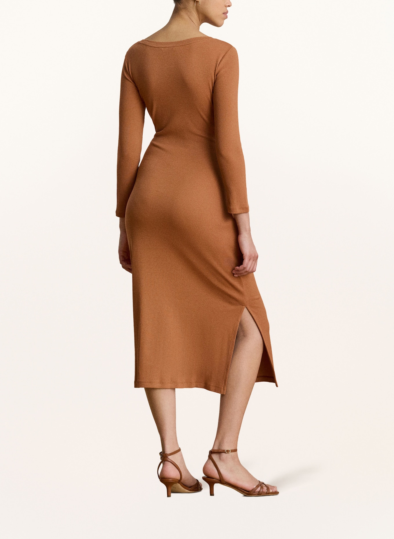 LAUREN RALPH LAUREN Jerseykleid mit 3/4-Arm: COGNAC