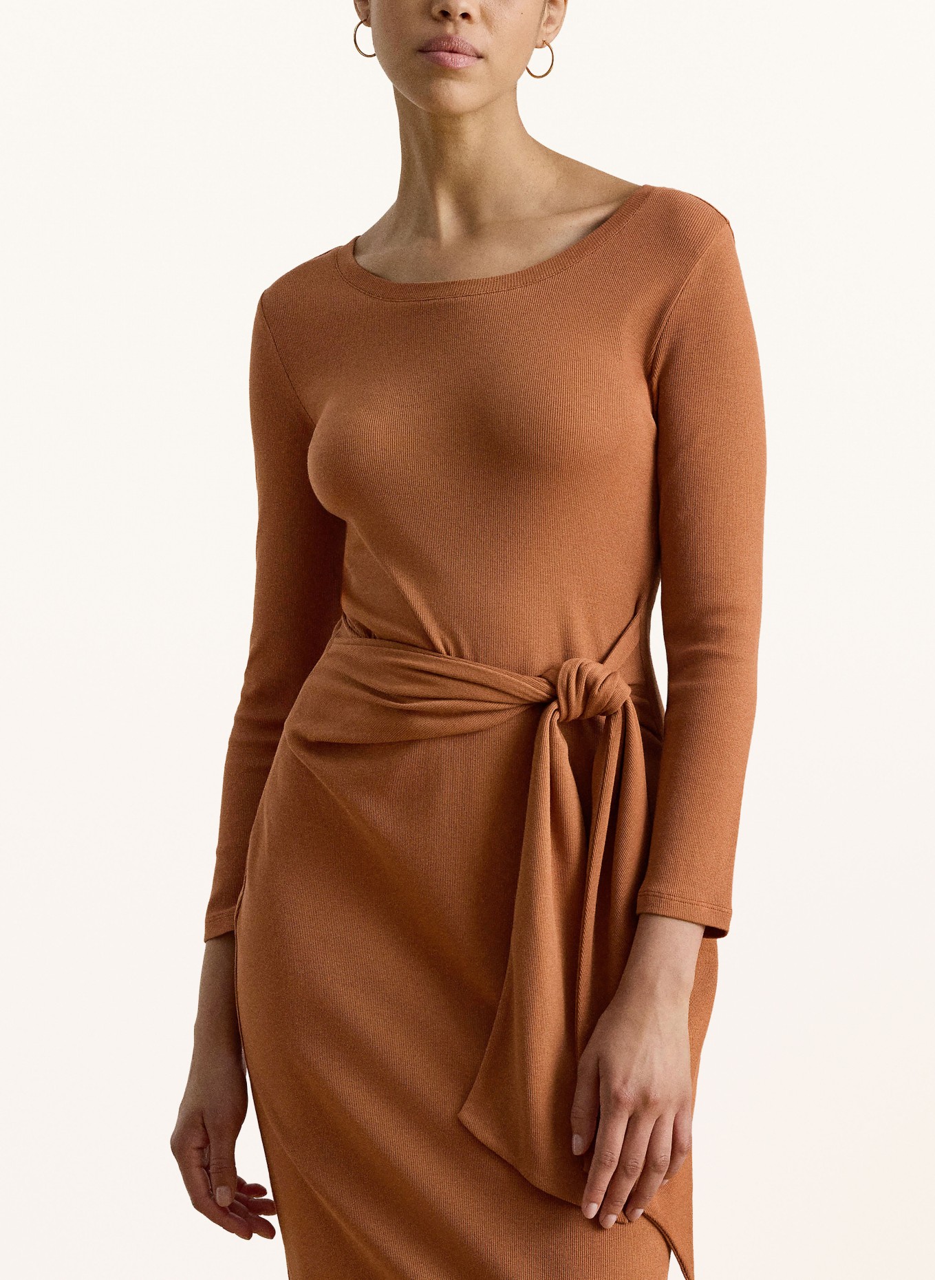 LAUREN RALPH LAUREN Jerseykleid mit 3/4-Arm: COGNAC