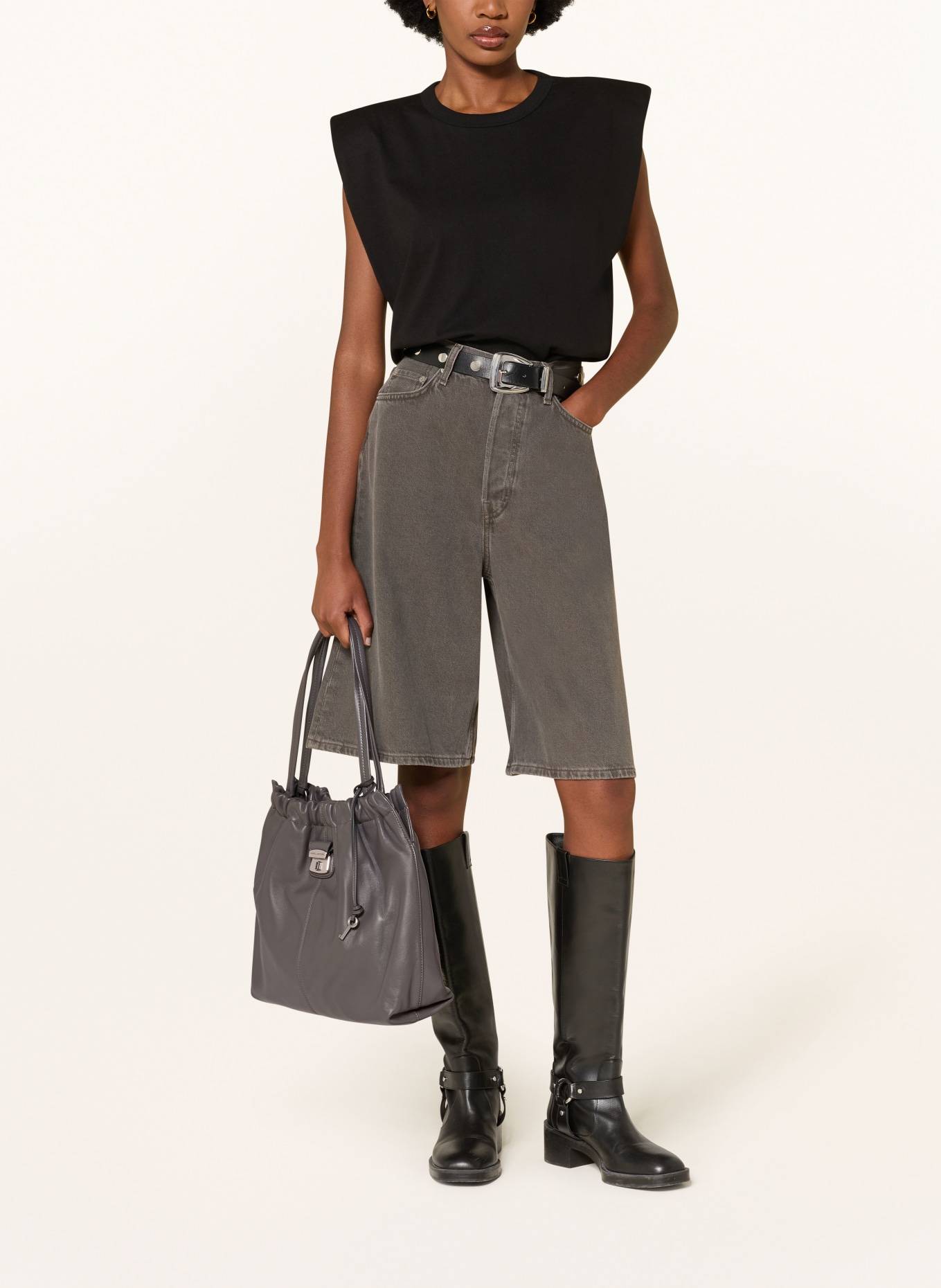 MARC JACOBS Shoulder bag THE CRISTINA TOTE HOBO CHAIN: DARK GRAY / SILVER