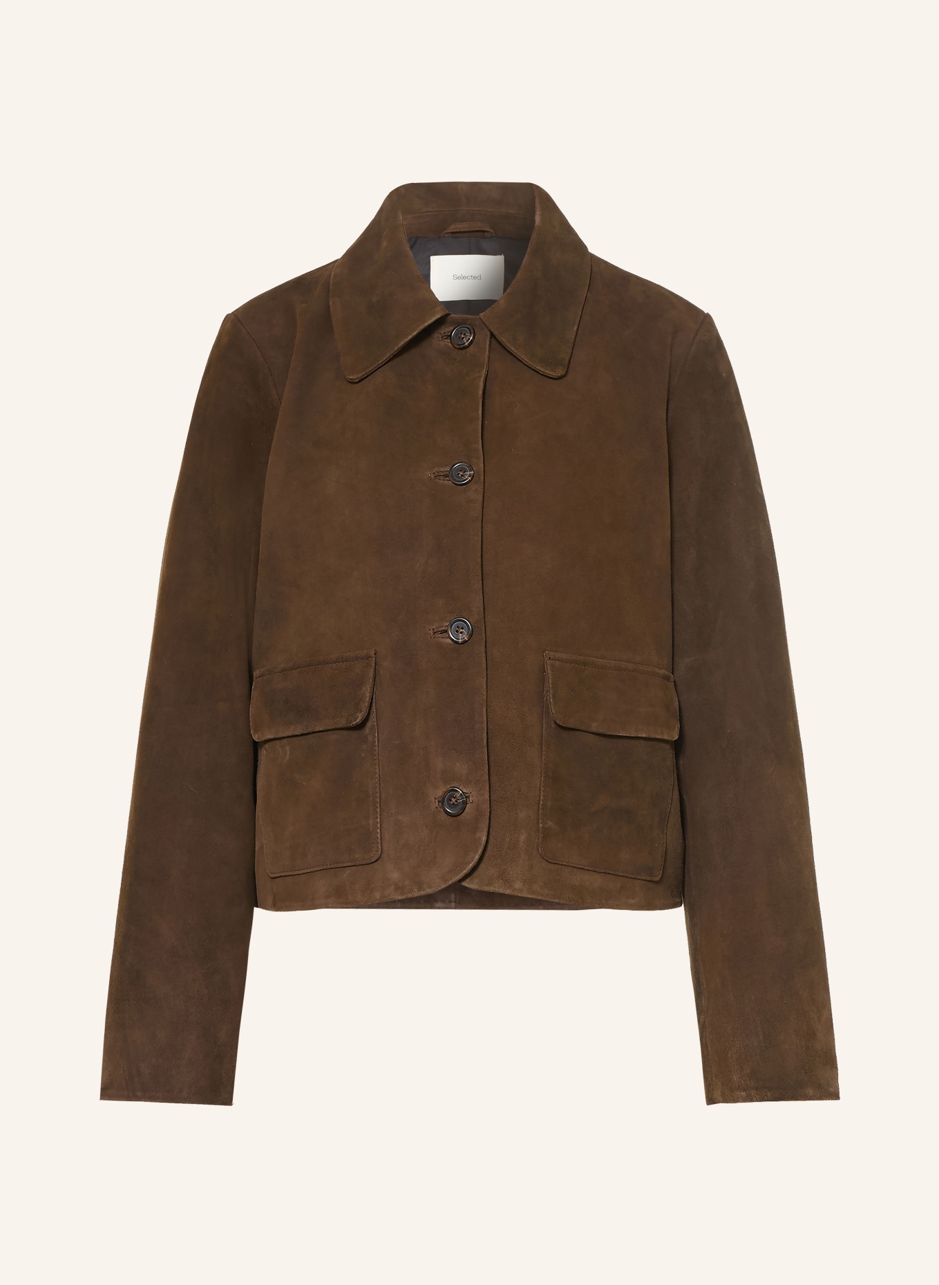 SELECTED Læderblazer: MØRKEBRUN