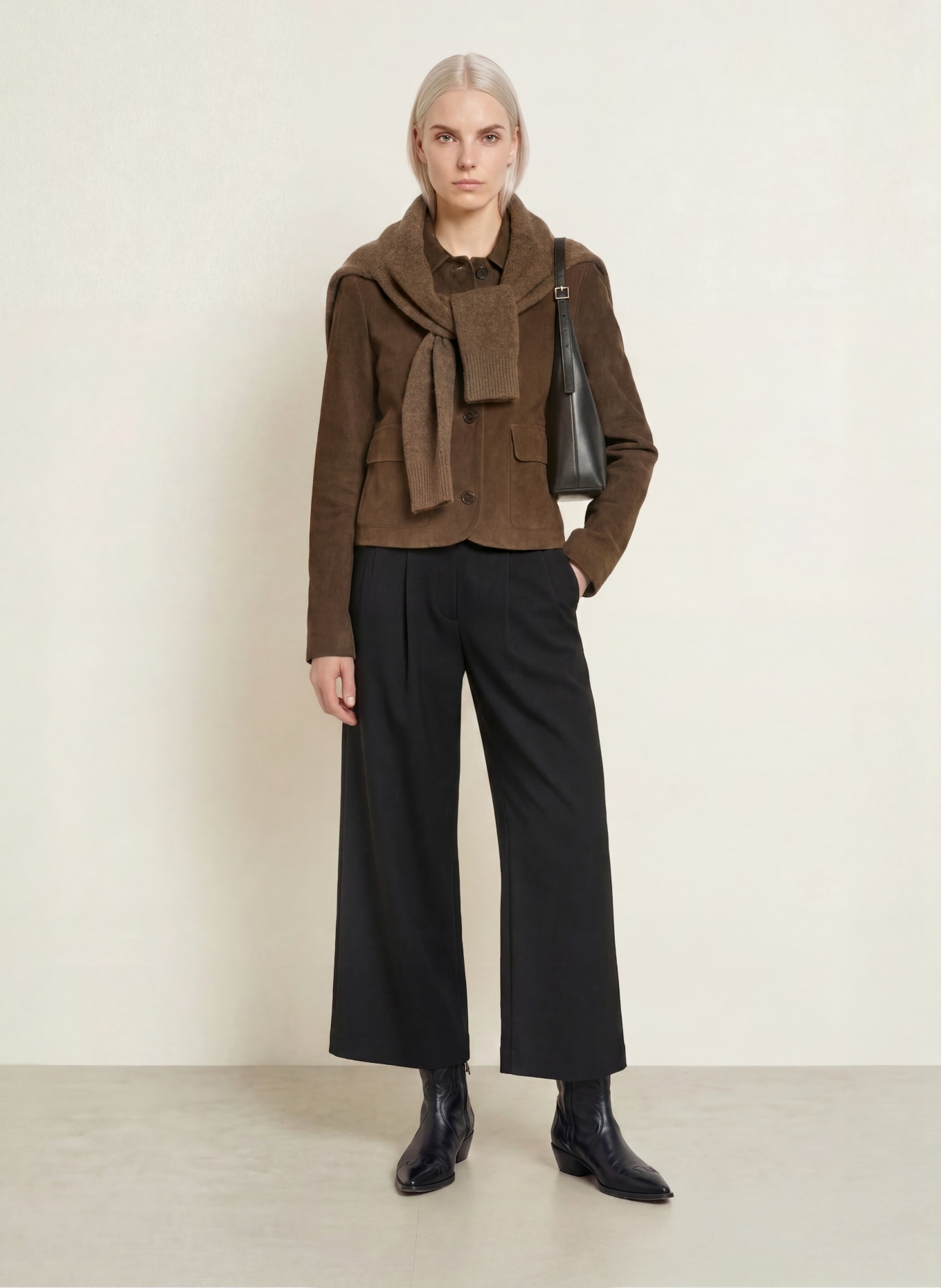 SELECTED Læderblazer: MØRKEBRUN