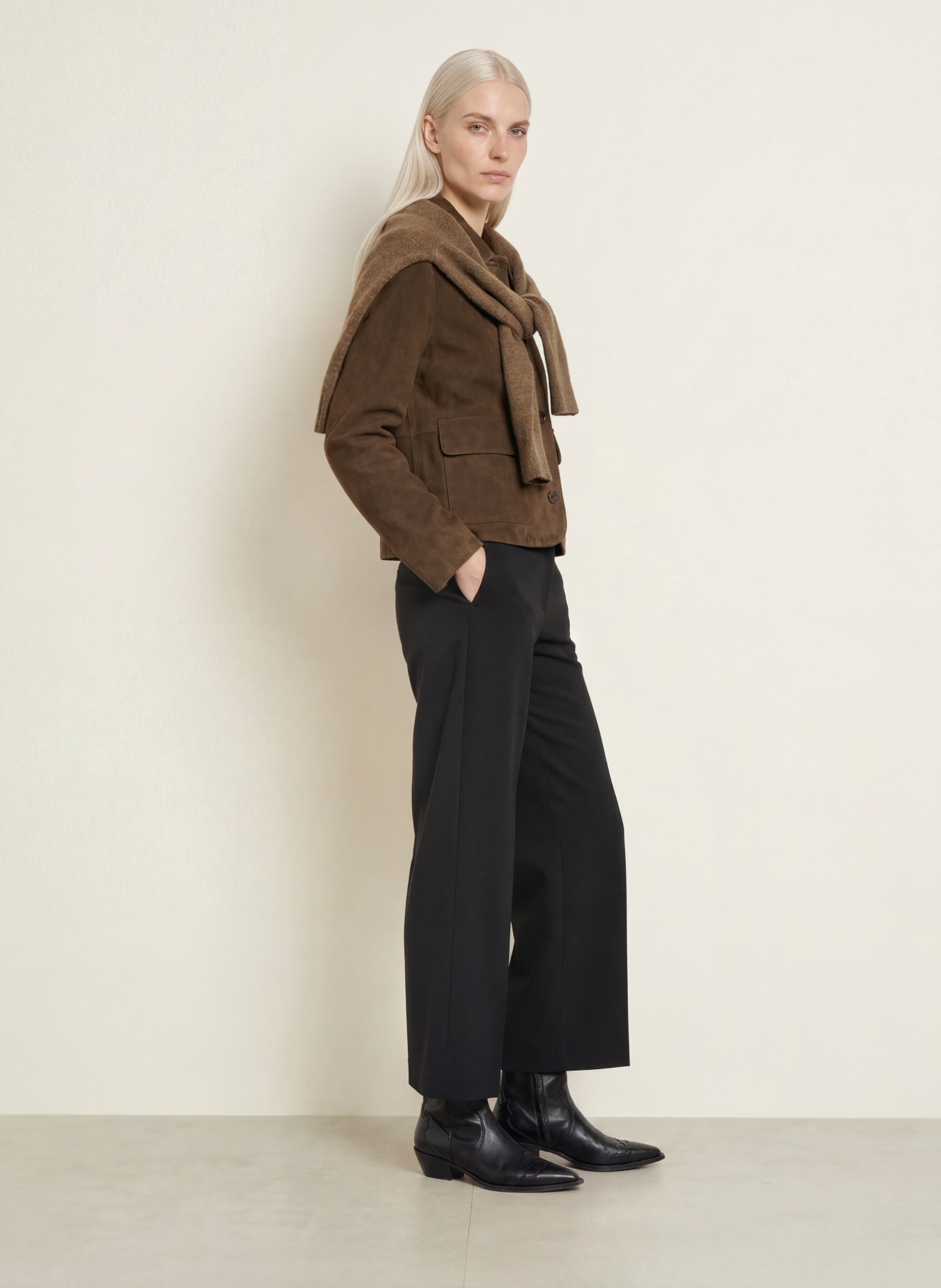 SELECTED Læderblazer: MØRKEBRUN